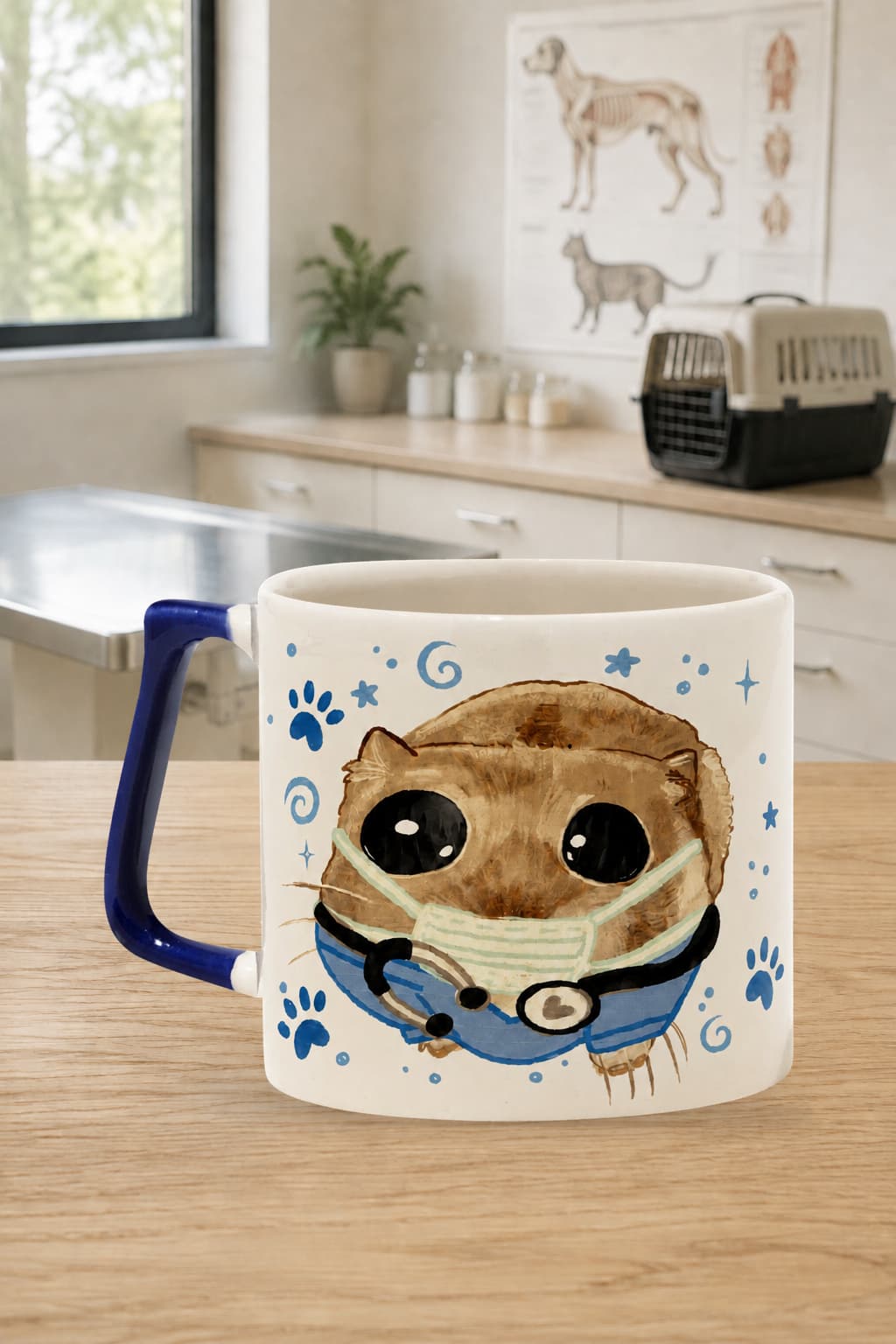 Sad Üzgün Hamster-Meslek: Veteriner Lacivert Kulplu Prime Ofis Hediyesi Kupa