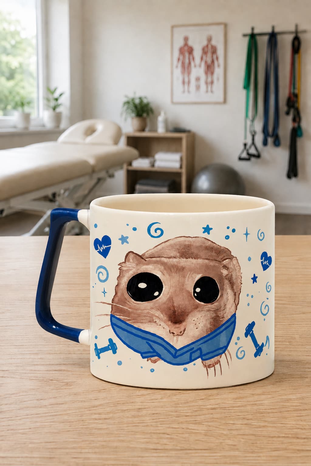 Sad Üzgün Hamster-Fizyoterapist Lacivert Kulplu Prime Meslek Hediyesi Kupa