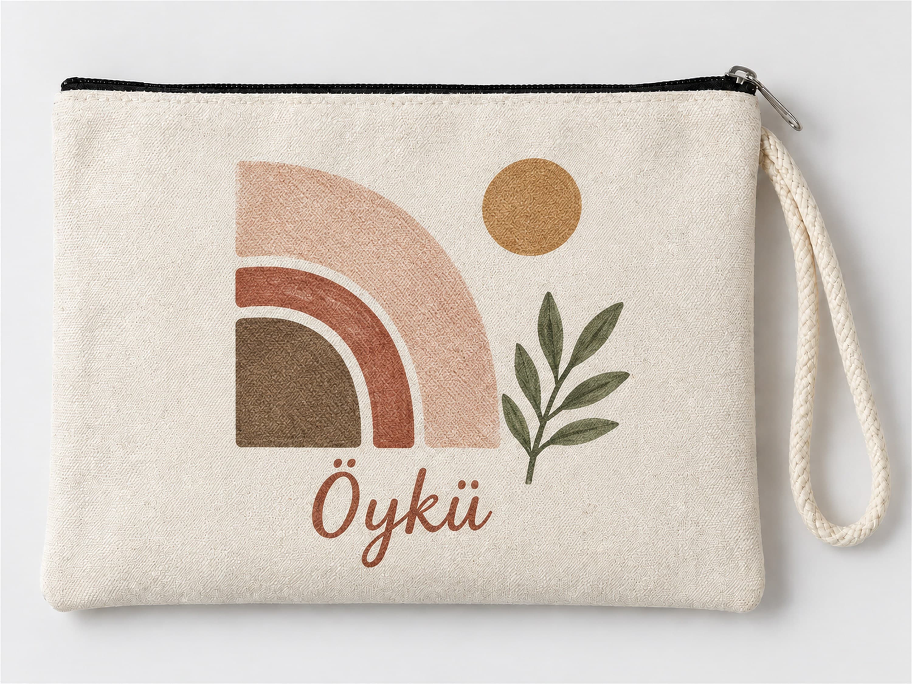 Kişiye Özel Soyut Gökkuşağı Baskılı Fermuarlı Clutch Makyaj Çantası Bozuk Para Cüzdanı