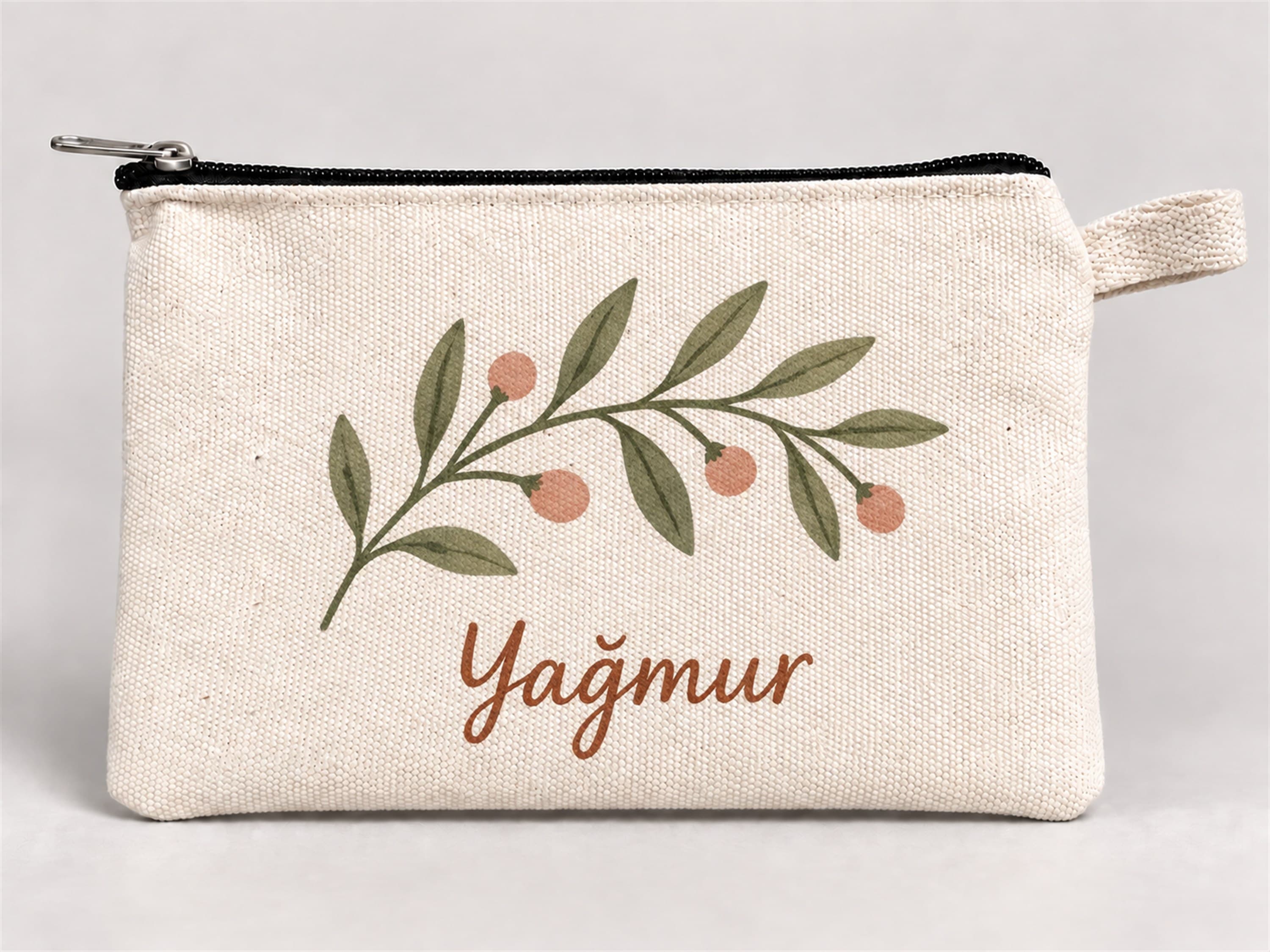 Kişiye Özel Zeytin Dalı Baskılı Fermuarlı Kalemlik 20x10 cm