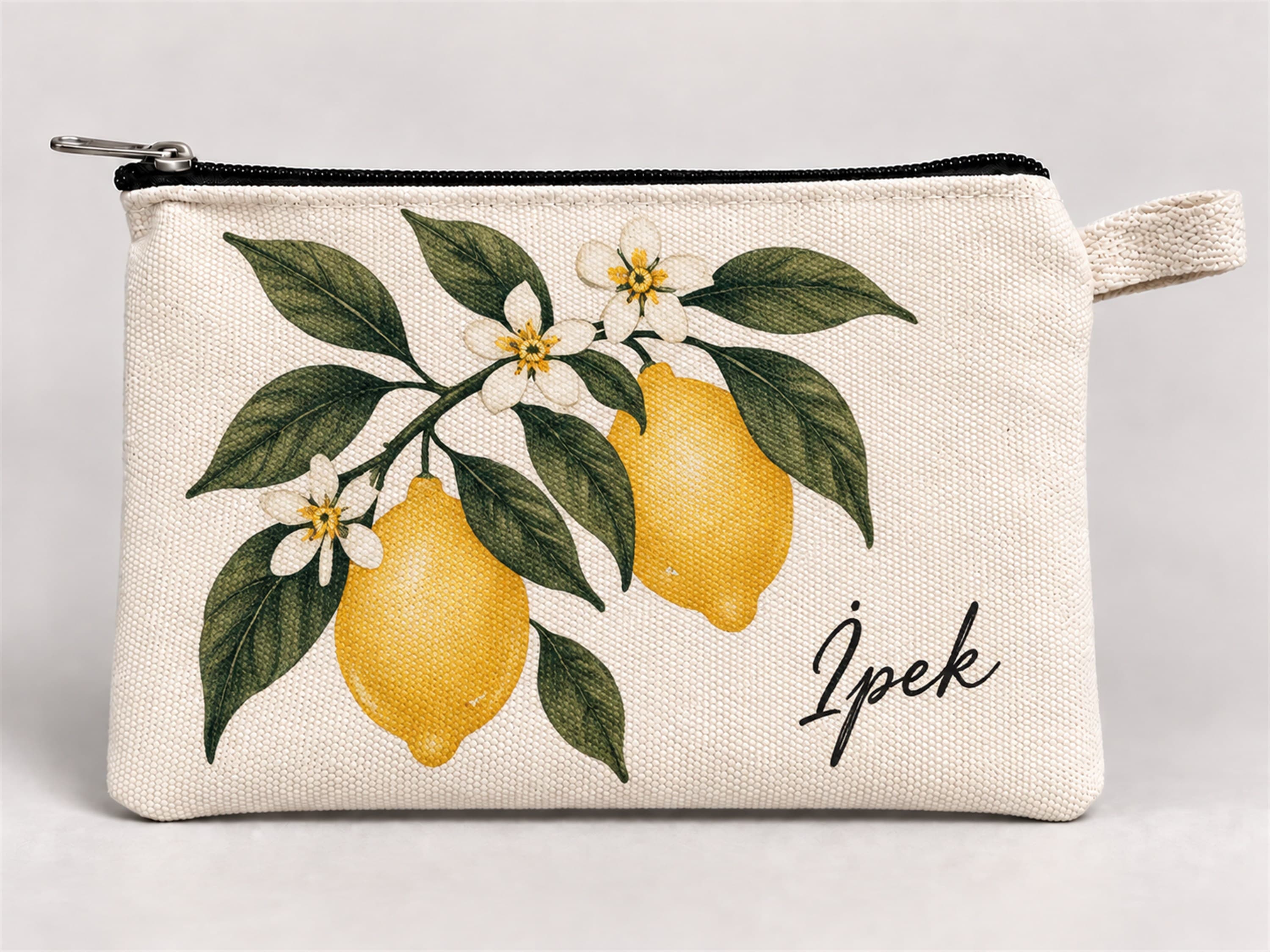 Kişiye Özel Limon Çiçeği Baskılı Fermuarlı Kalemlik 20x10 cm