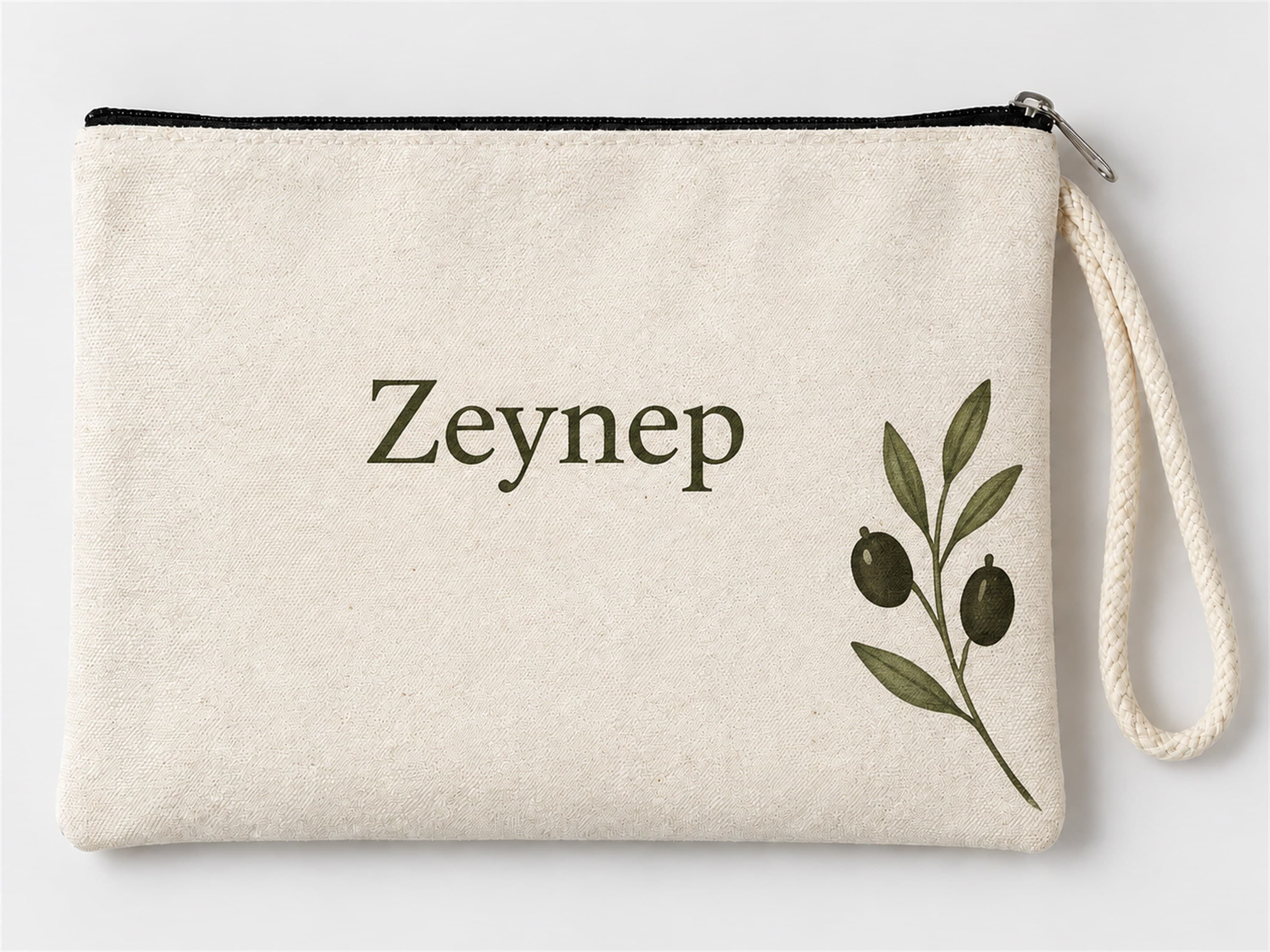 Kişiye Özel Zeytin Dalı Köşe Baskılı Fermuarlı Clutch Makyaj Çantası Bozuk Para Cüzdanı