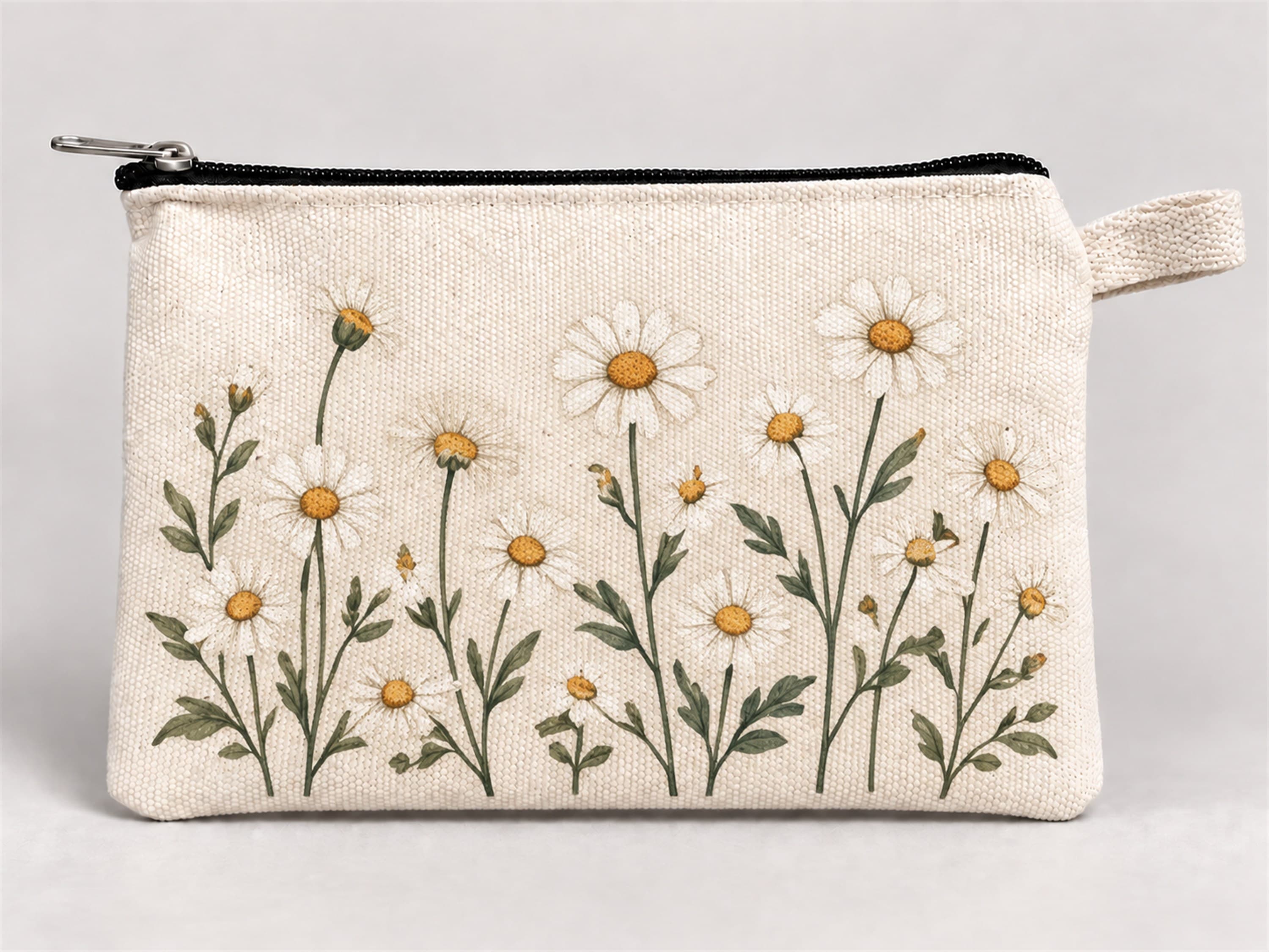 Papatya Tarlası Baskılı Fermuarlı Kalemlik 20x10 cm