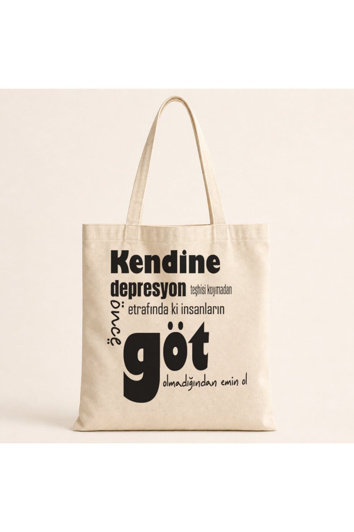 Kendine Depresyon Teşhisi Koymadan Önce Baskılı Bez Çanta