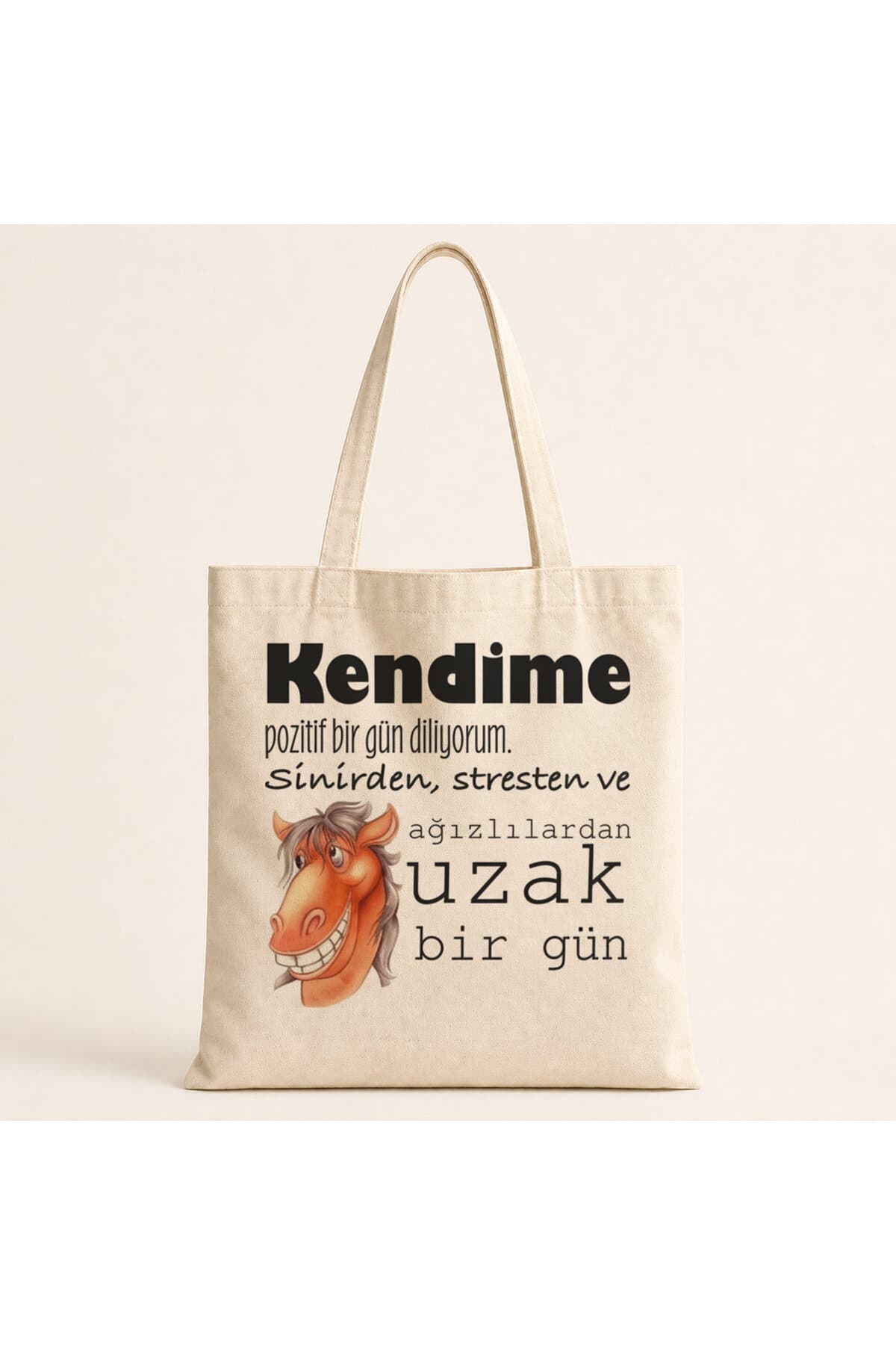 Kendime Pozitif Bir Gün Diliyorum Baskılı Bez Çanta