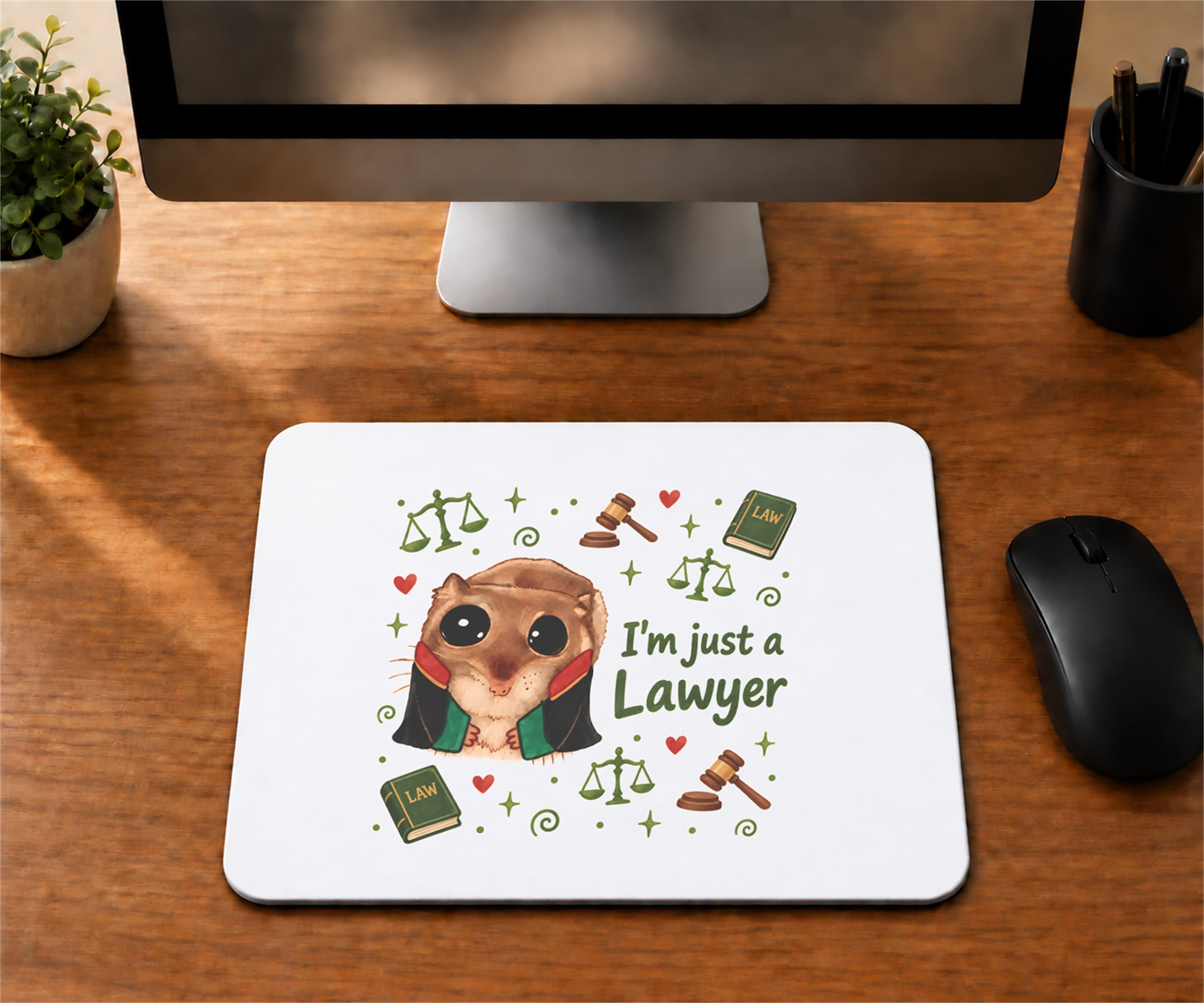 Sad Hamster Avukat Baskılı Mousepad - Avukata Hediye Bilgisayar Altlığı