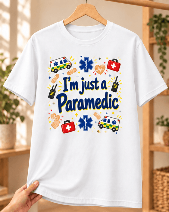 Paramedik Baskılı Beyaz Tişört - Paramediğe Hediye Unisex
