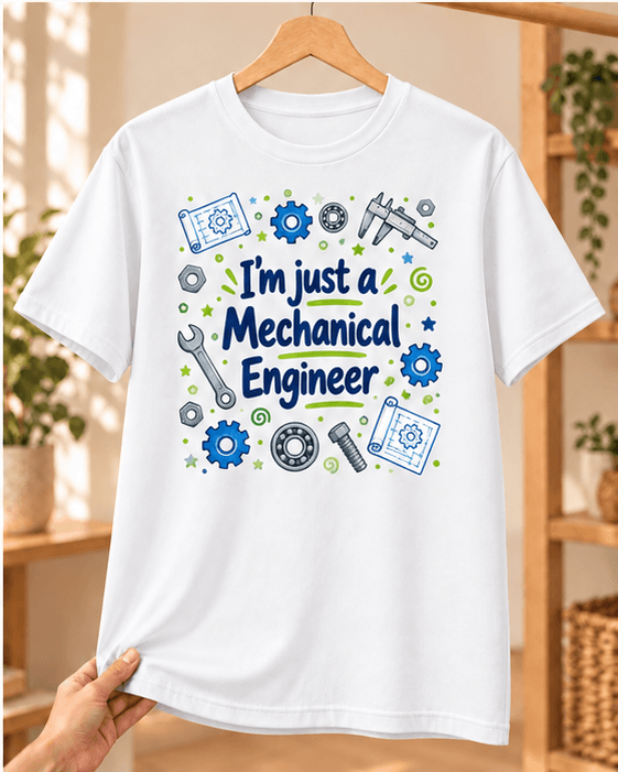 Makine Mühendisi Baskılı Beyaz Tişört - Makine Mühendisine Hediye Unisex - S