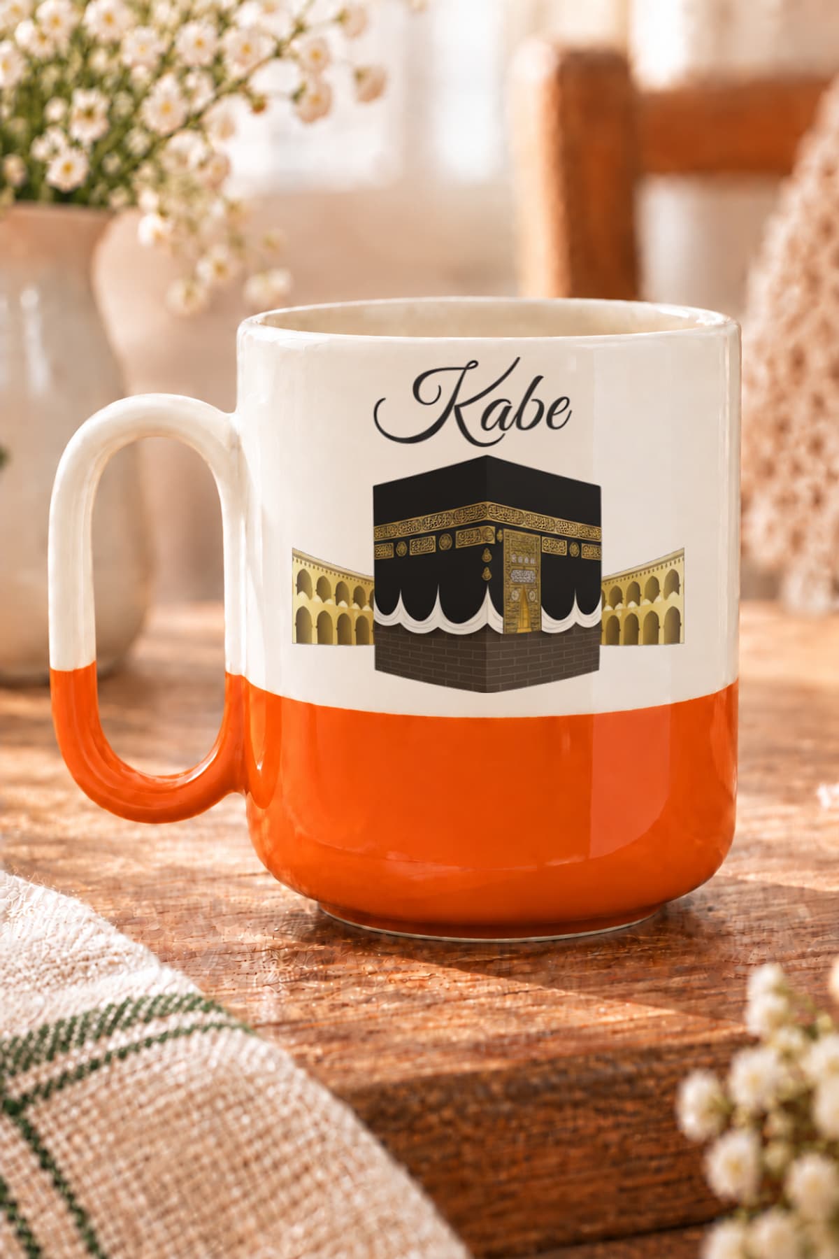 Kabe Baskılı Alt Yarısı Renkli Arya Kupa Bardak Fincan Mug