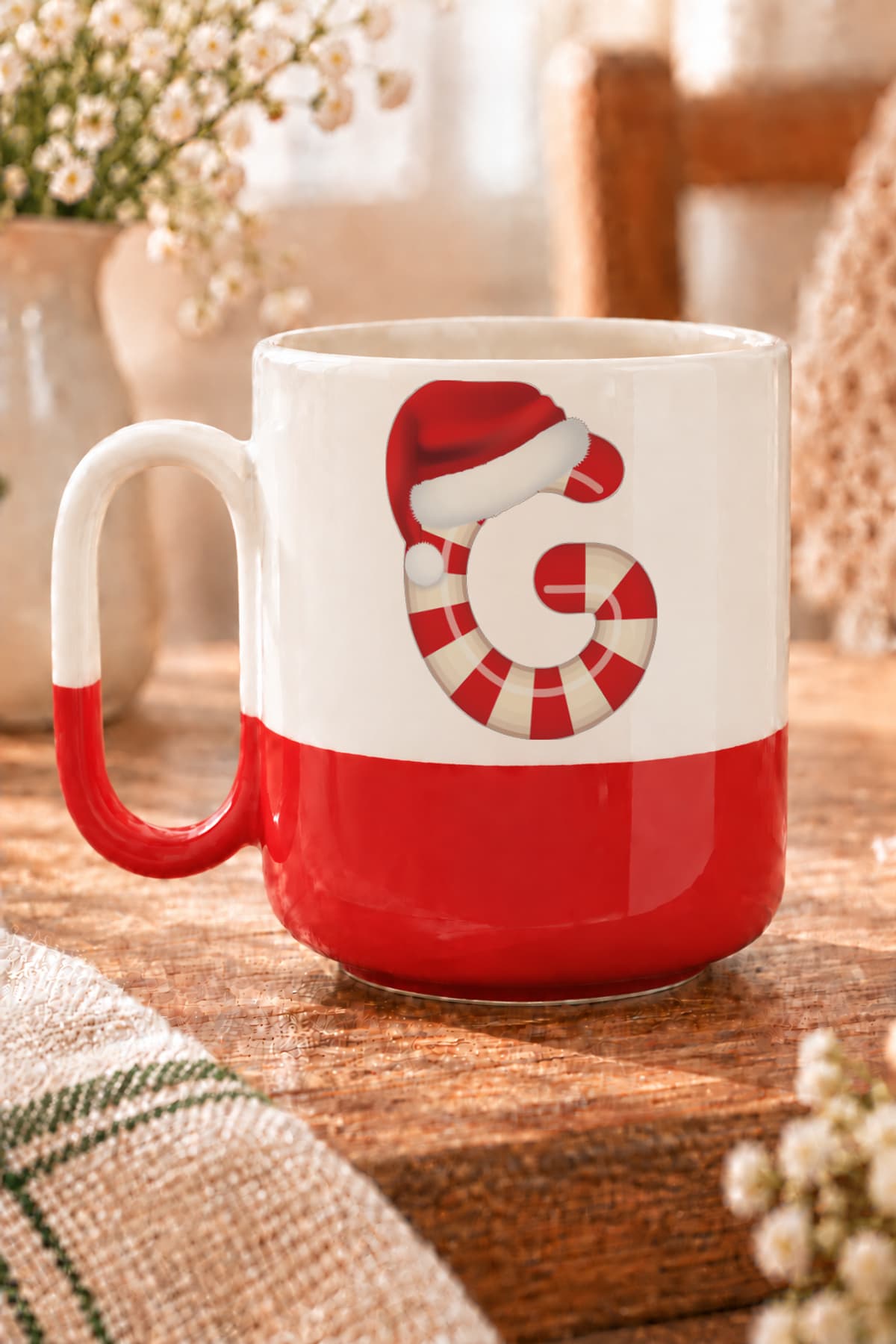 Şeker G Harfi Baskılı Alt Yarısı Renkli Arya Kupa Bardak Fincan Mug