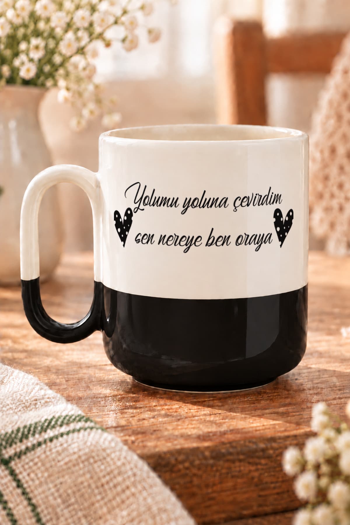 Yolumu Yoluna Çevirdim Baskılı Alt Yarısı Renkli Arya Kupa Bardak Fincan Mug
