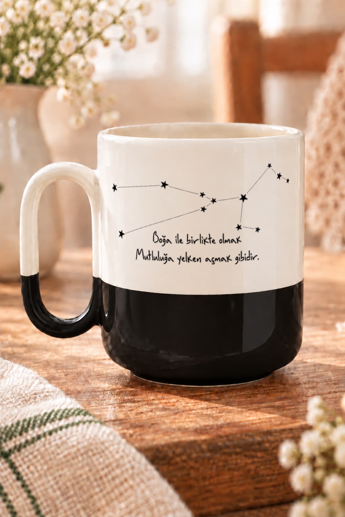 Boğa Burcu ve Onla Alakalı Komik Açıklama Baskılı Alt Yarısı Renkli Arya Kupa Bardak Fincan Mug