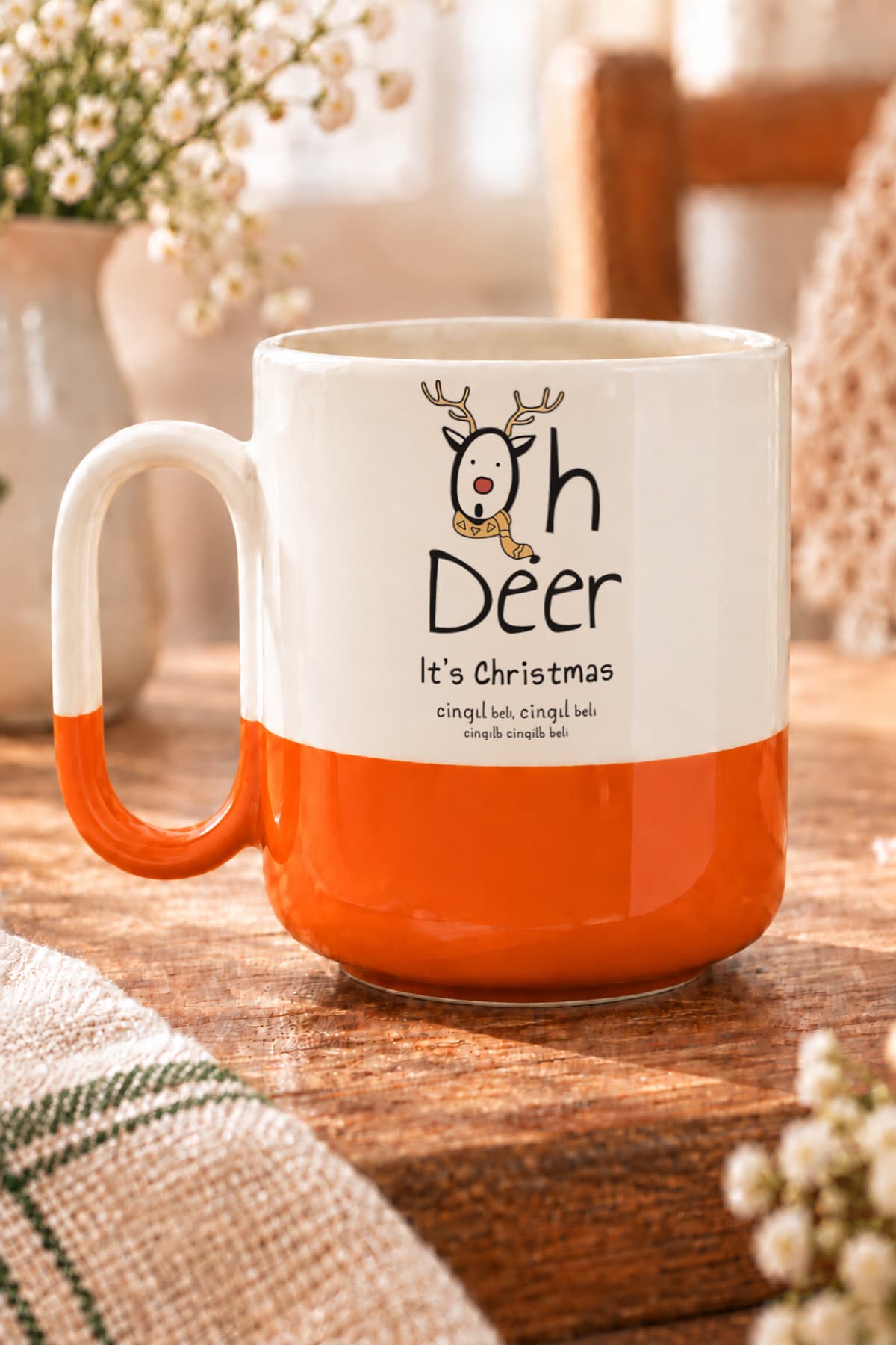 Cingıl Bels Baskılı Alt Yarısı Renkli Arya Kupa Bardak Fincan Mug