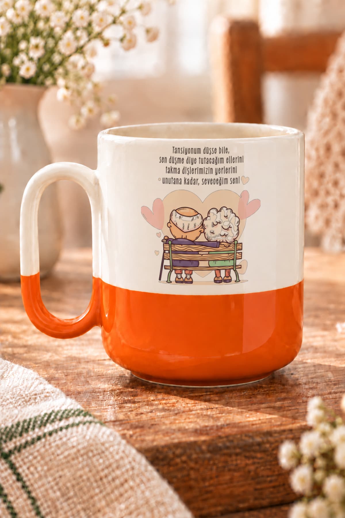 Tansiyonum Düşse Bile Baskılı Alt Yarısı Renkli Arya Kupa Bardak Fincan Mug