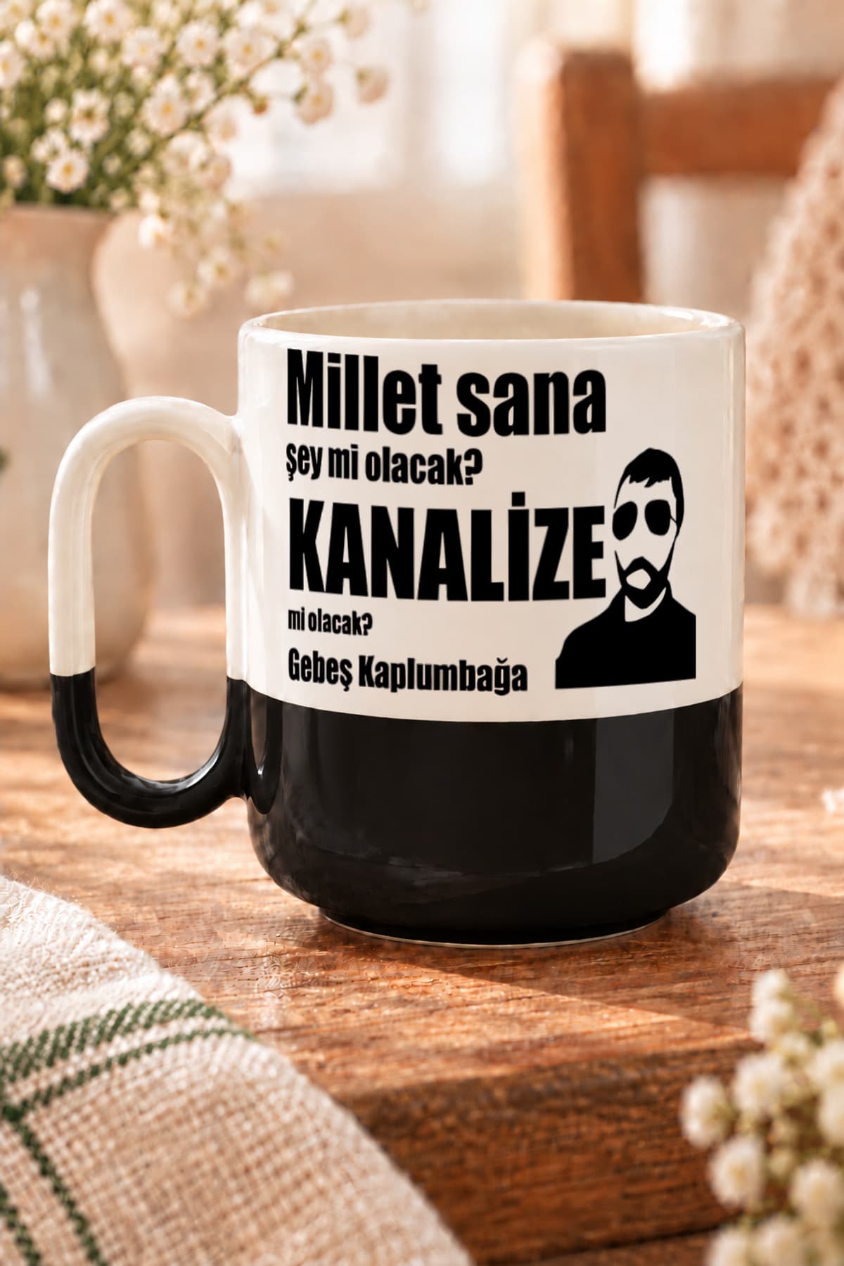 Millet Sana Mı Kanalize Olacak Baskılı Alt Yarısı Renkli Arya Kupa Bardak Fincan Mug
