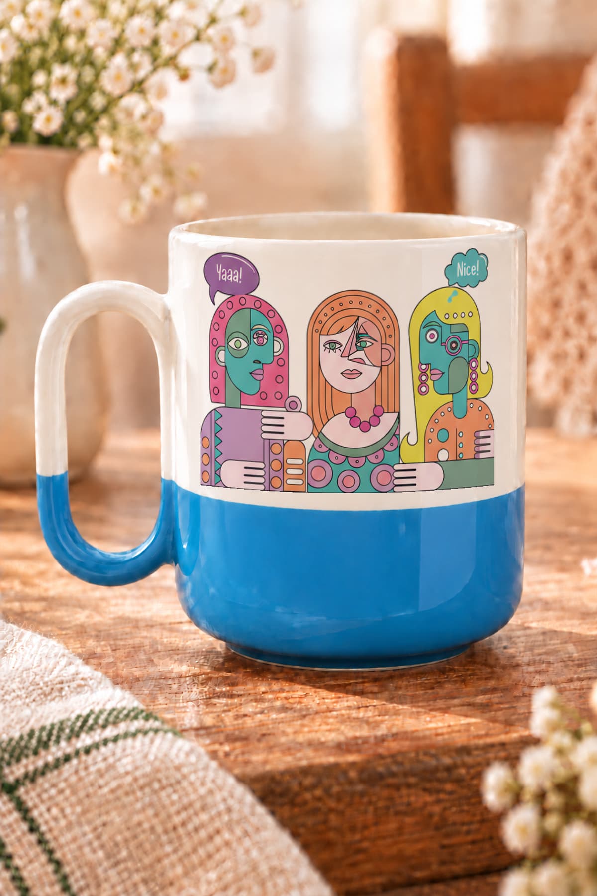 Dedikodu Baskılı Alt Yarısı Renkli Arya Kupa Bardak Fincan Mug