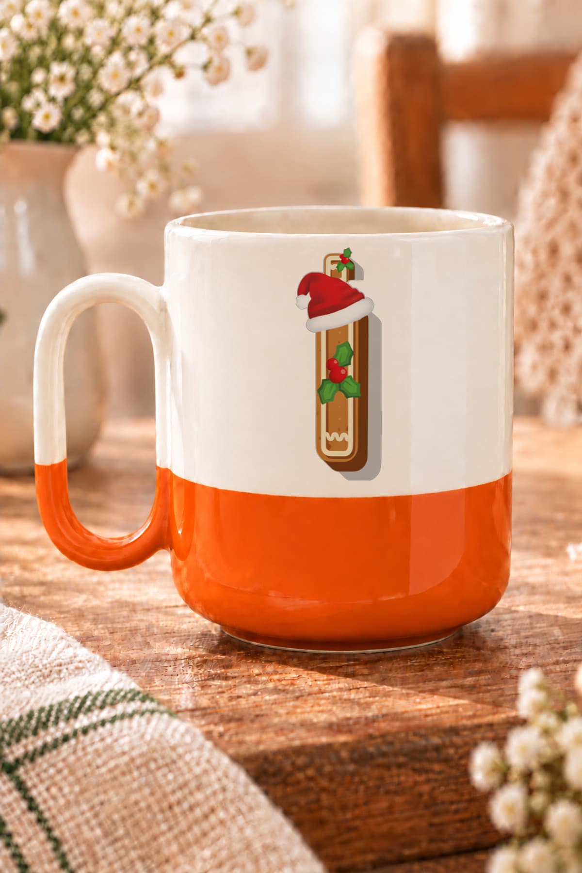 Kurabiye I Harfi Baskılı Alt Yarısı Renkli Arya Kupa Bardak Fincan Mug