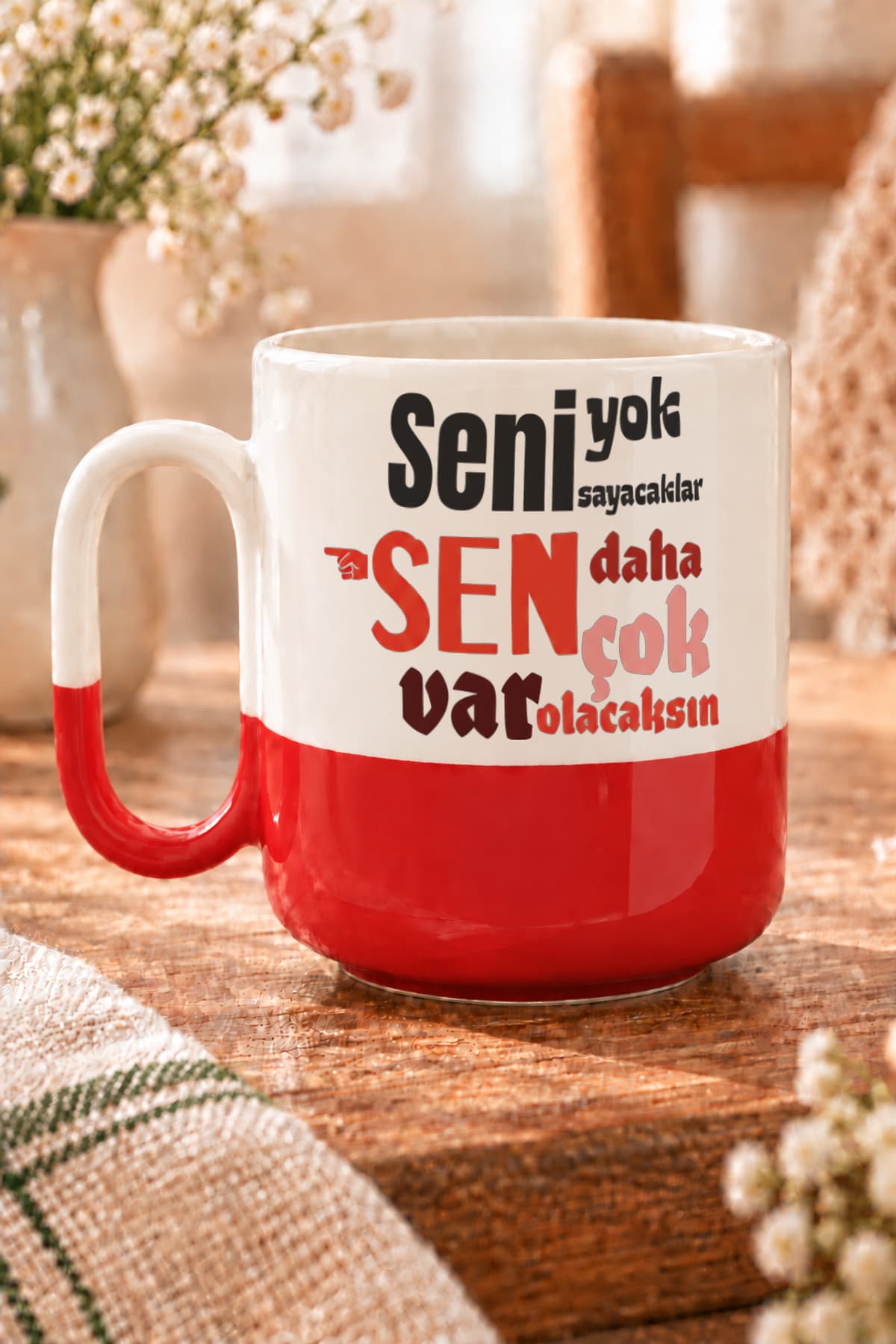 Seni Yok Sayacaklar Baskılı Alt Yarısı Renkli Arya Kupa Bardak Fincan Mug