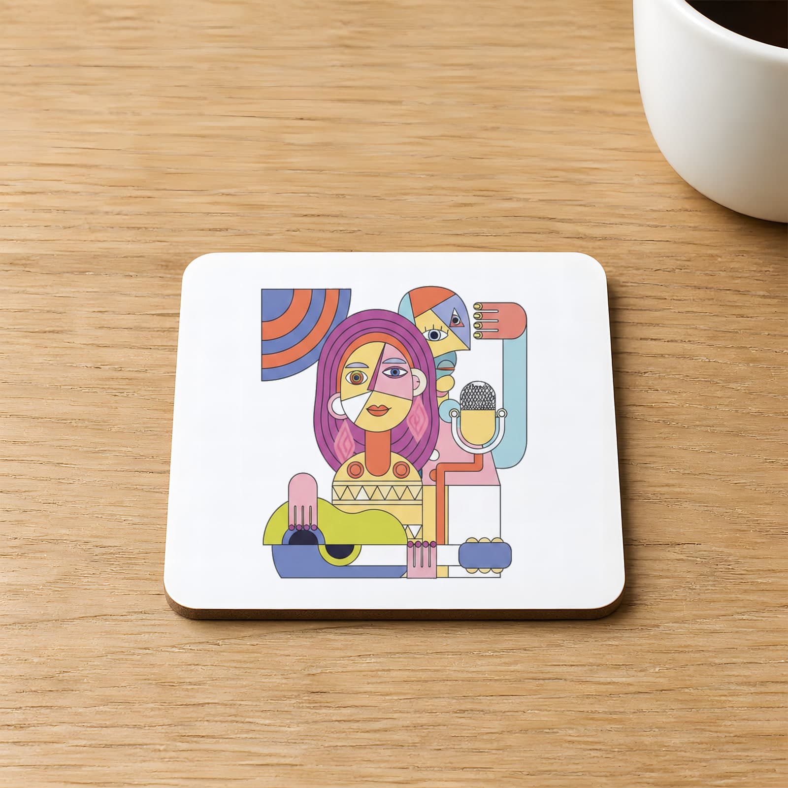 Şarkıcılar Baskılı 9x9 cm Kare MDF Bardak Altlığı Ahşap