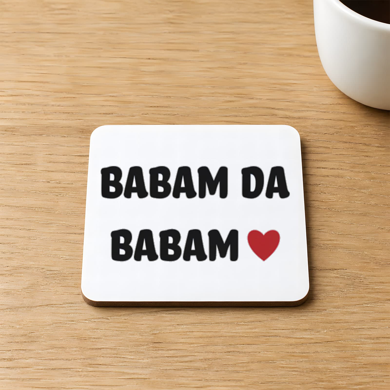 Anam Da Anam Baskılı 9x9 cm Kare MDF Bardak Altlığı Ahşap