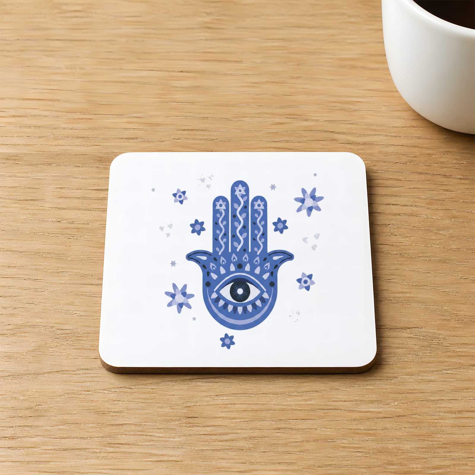 Ankh Sembol Sekans Sayılar 1 1 7 1 Nazardan Korunma Baskılı 9x9 cm Kare MDF Bardak Altlığı Ahşap