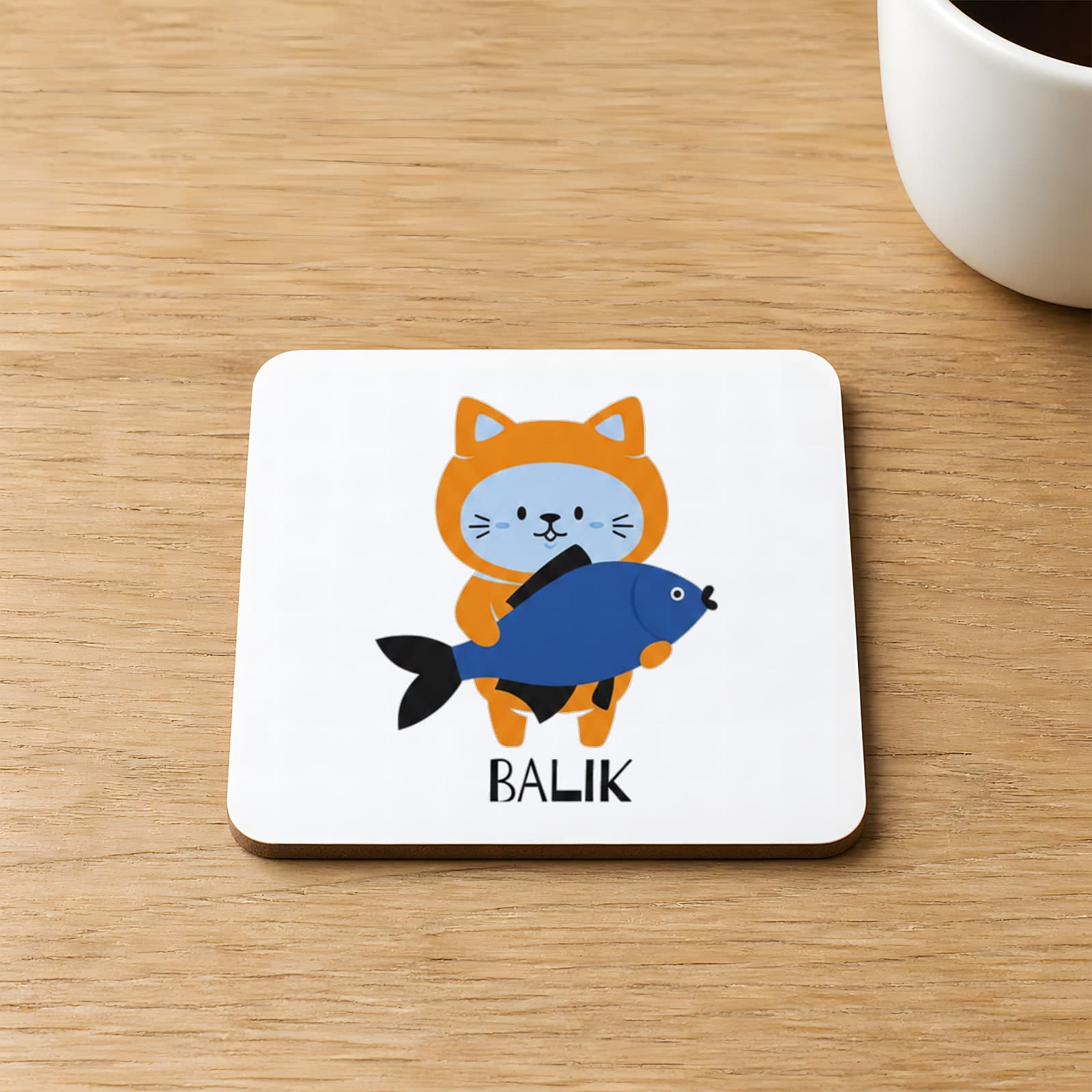 Balık Burcu ve Onla Alakalı Komik Açıklama Baskılı 9x9 cm Kare MDF Bardak Altlığı Ahşap