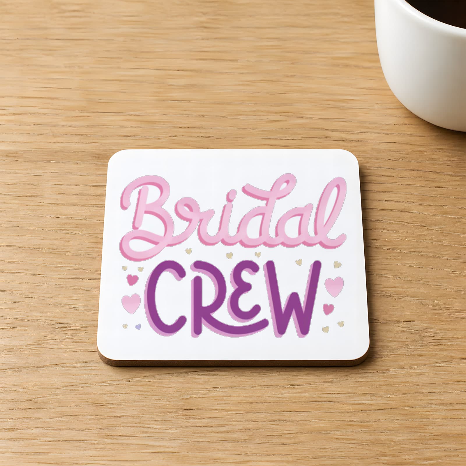 Bridal Crew Yazı Baskılı 9x9 cm Kare MDF Bardak Altlığı Ahşap