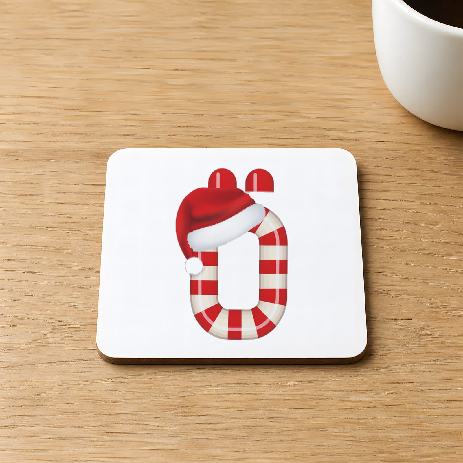 Şeker Ö Harfi Baskılı 9x9 cm Kare MDF Bardak Altlığı Ahşap