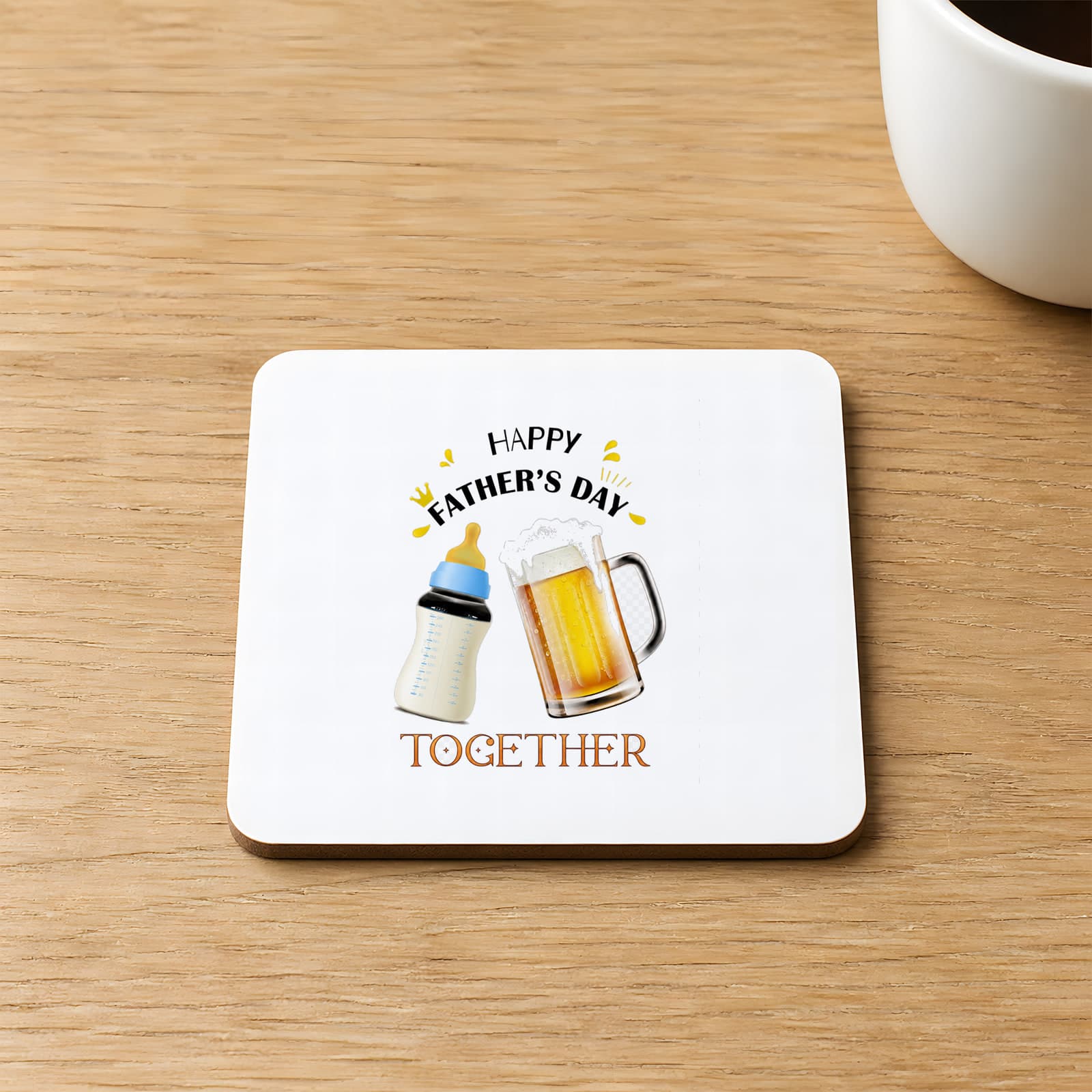 Happy Biberon Baskılı 9x9 cm Kare MDF Bardak Altlığı Ahşap Model 00403