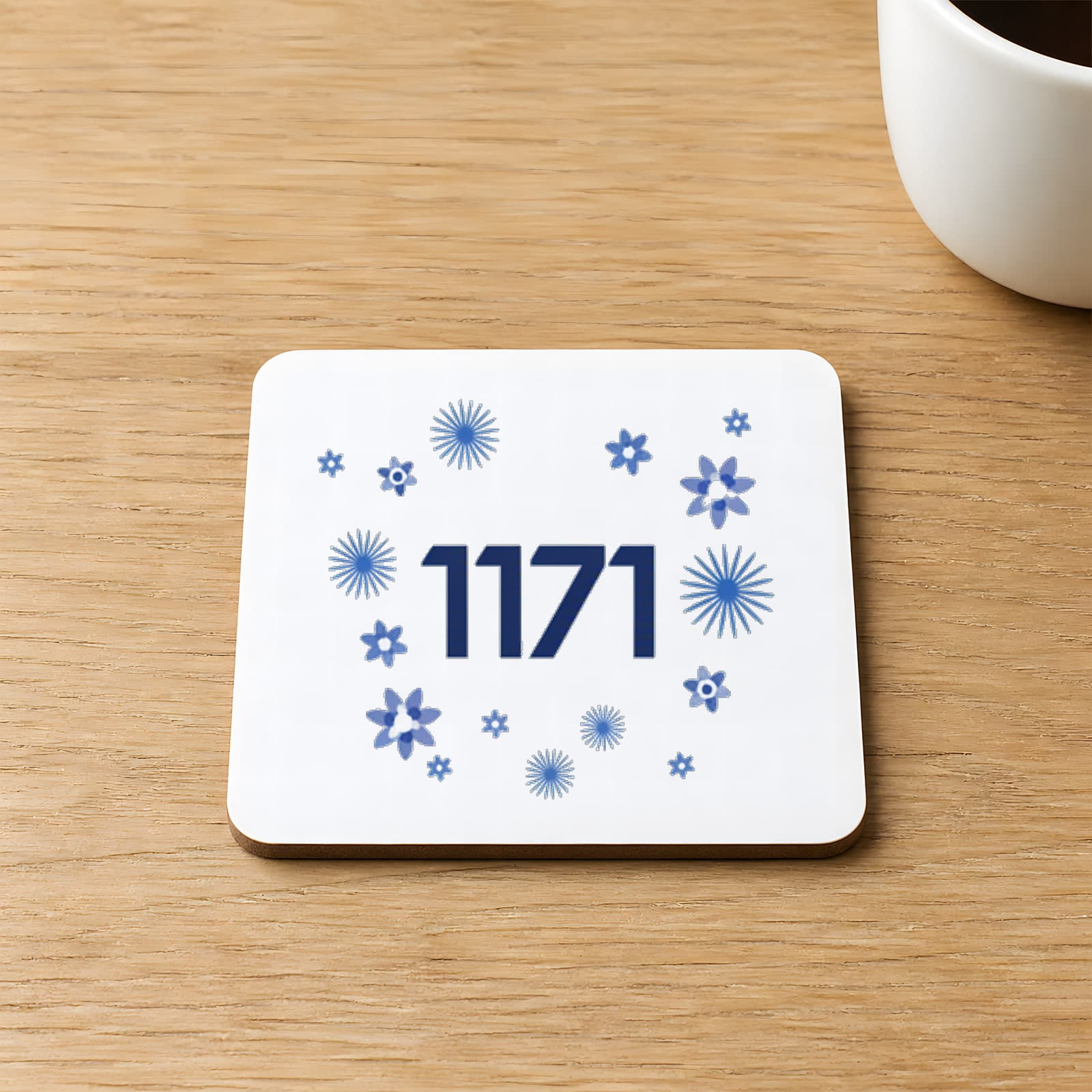 Ankh Sembol Sekans Sayılar 1 1 7 1 Baskılı 9x9 cm Kare MDF Bardak Altlığı Ahşap