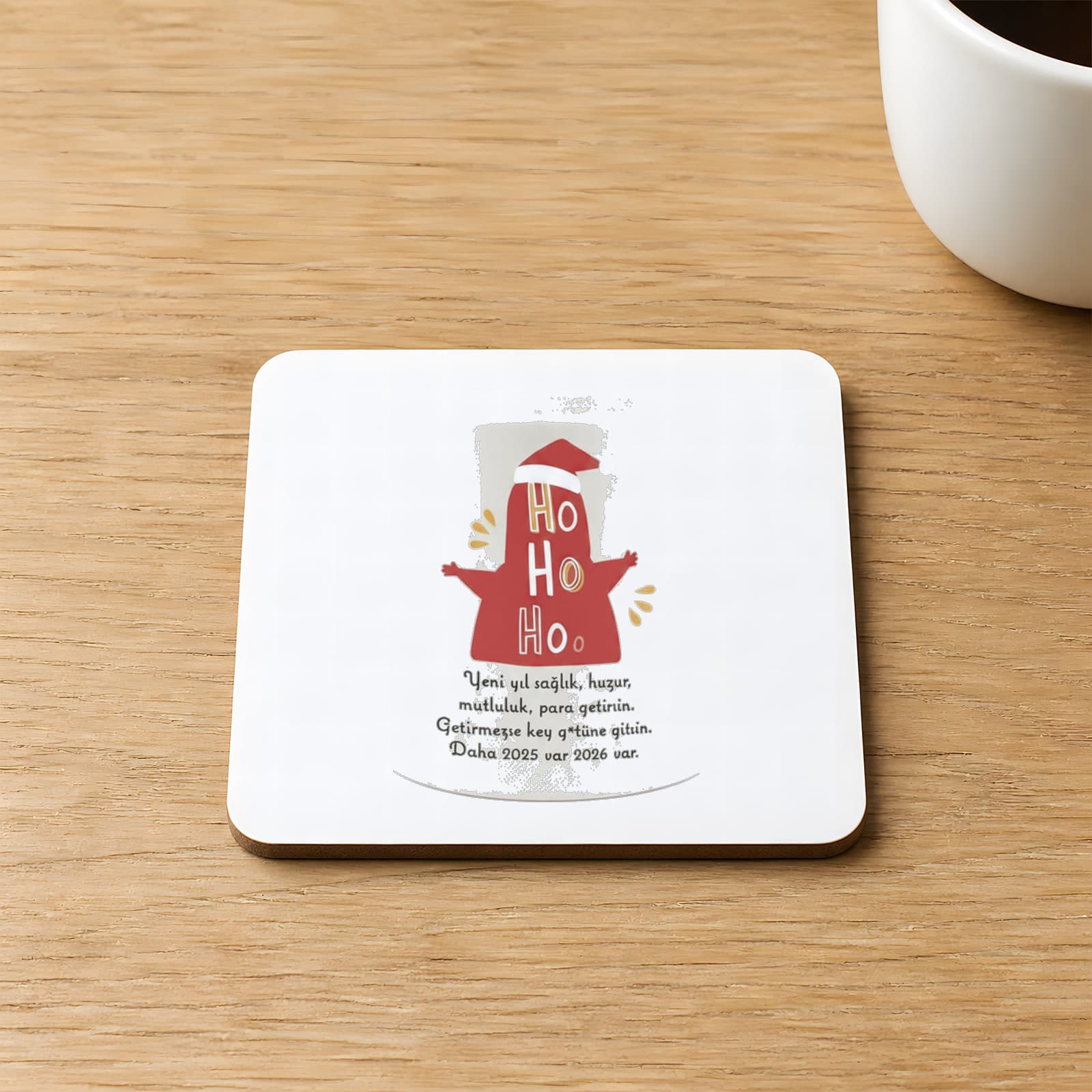 Getirmezse Koy G Tüne Gitsin Baskılı 9x9 cm Kare MDF Bardak Altlığı Ahşap