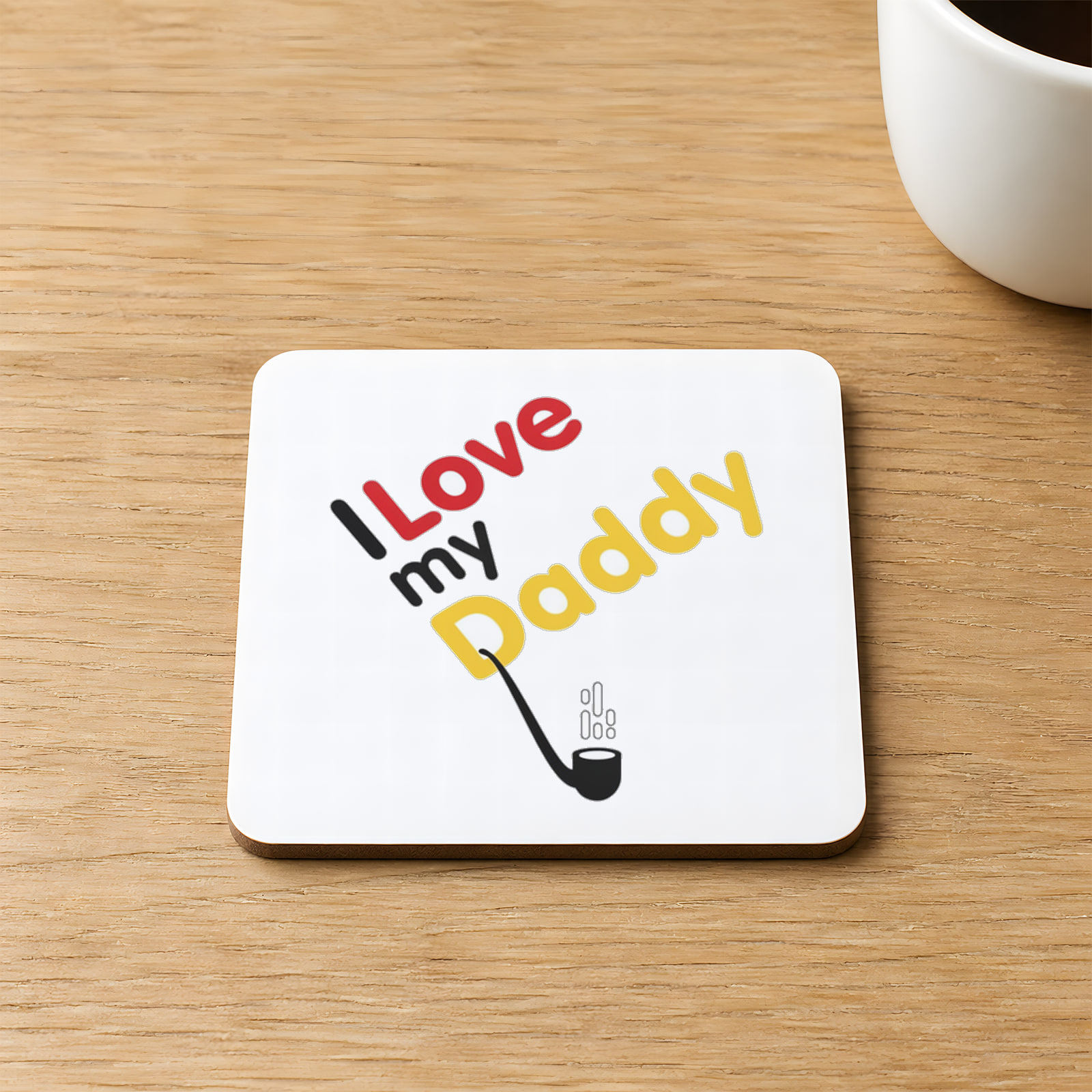 Love Daddy Baskılı 9x9 cm Kare MDF Bardak Altlığı Ahşap