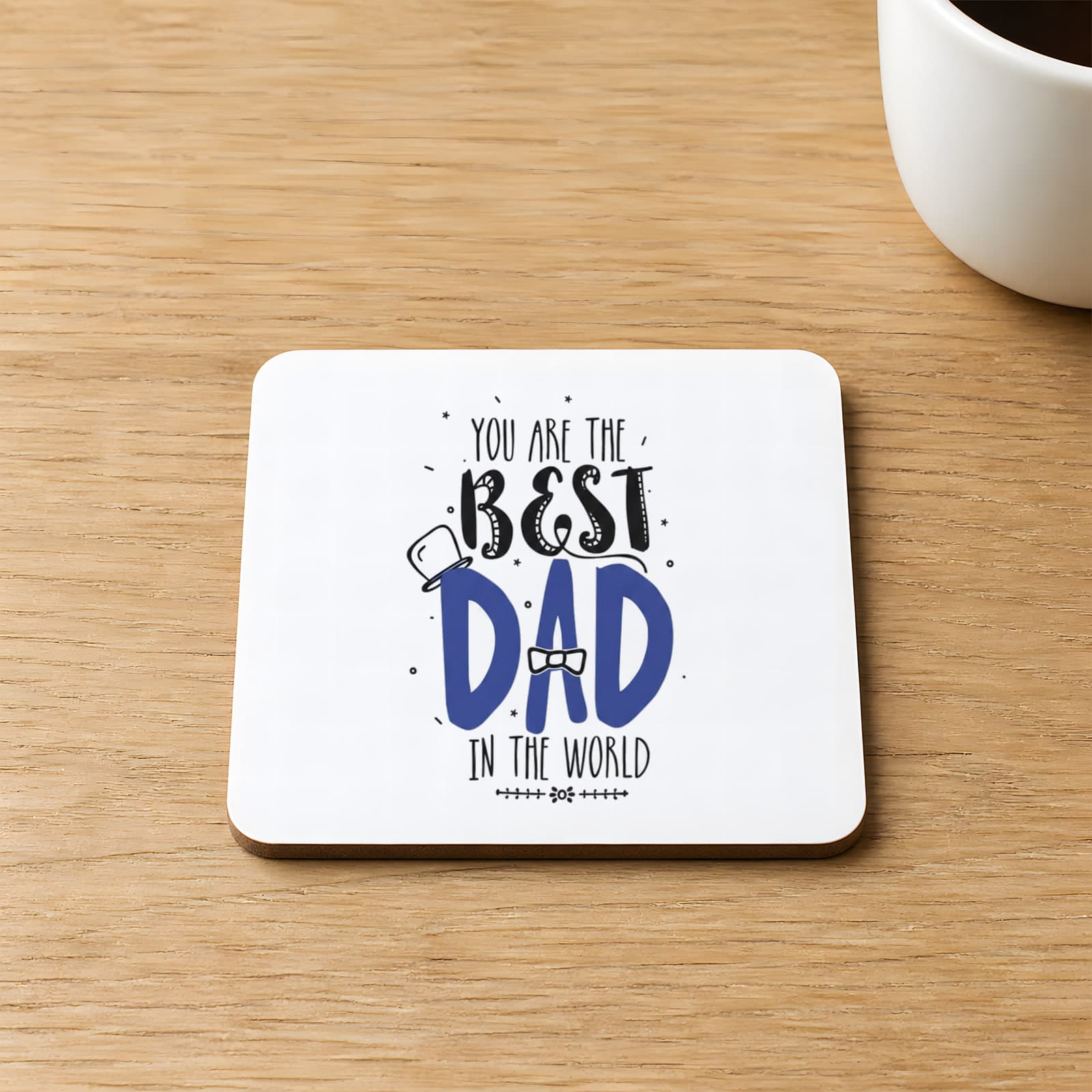 Best Dad Baskılı 9x9 cm Kare MDF Bardak Altlığı Ahşap