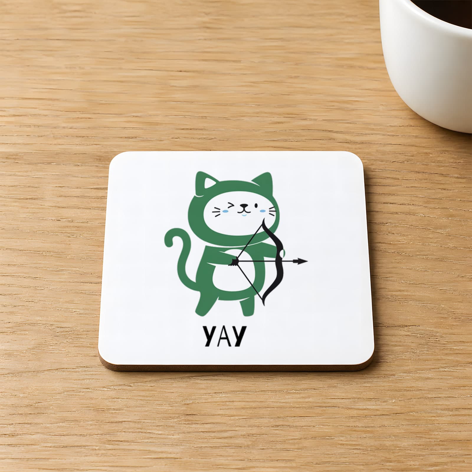 Yay Burcu ve Onla Alakalı Komik Açıklama Simgesi Baskılı 9x9 cm Kare MDF Bardak Altlığı Ahşap