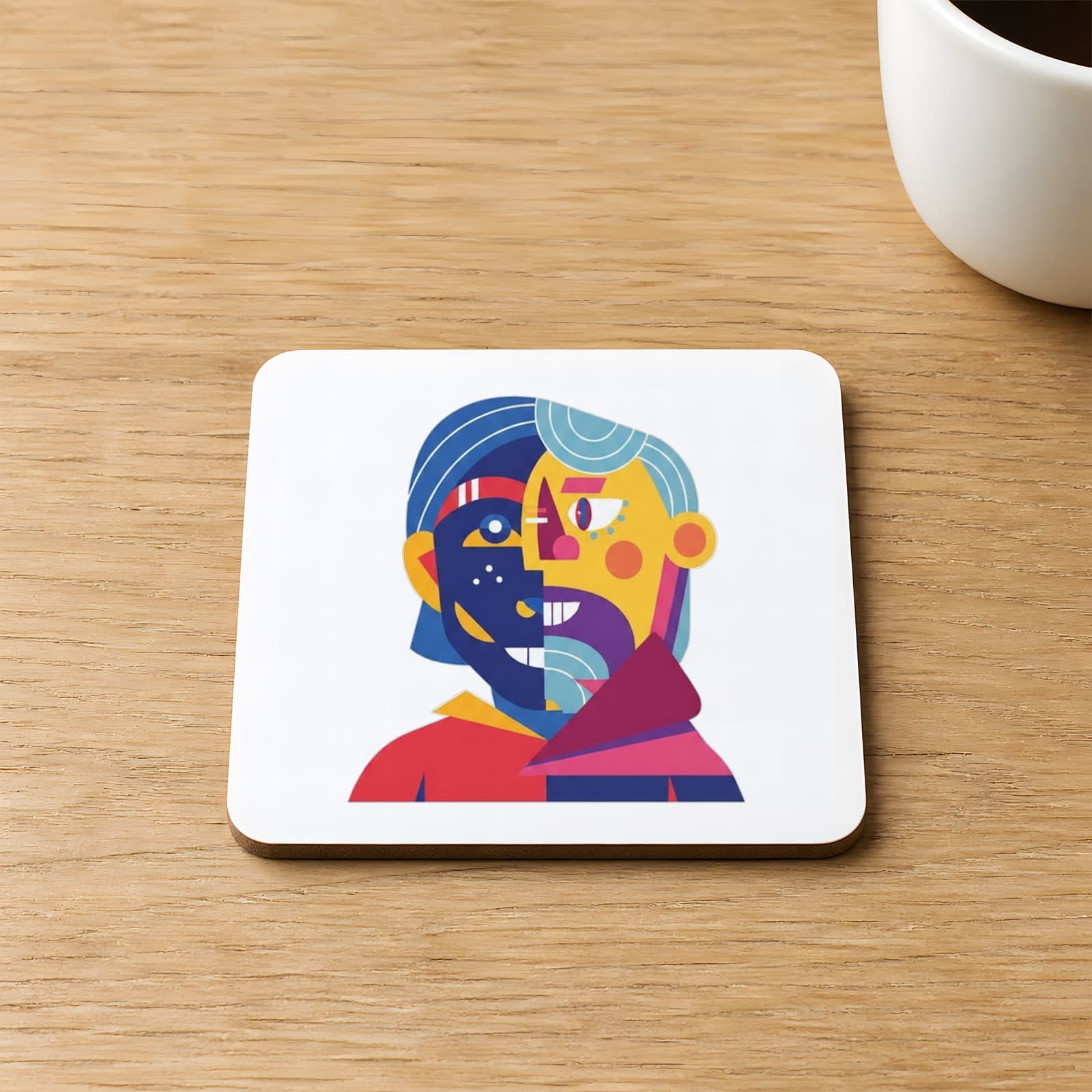 Face To Face Baskılı 9x9 cm Kare MDF Bardak Altlığı Ahşap