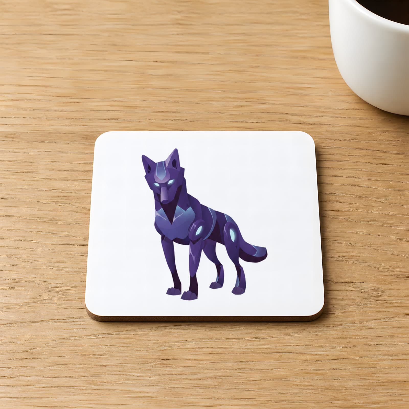 Mor Kurt Baskılı 9x9 cm Kare MDF Bardak Altlığı Ahşap