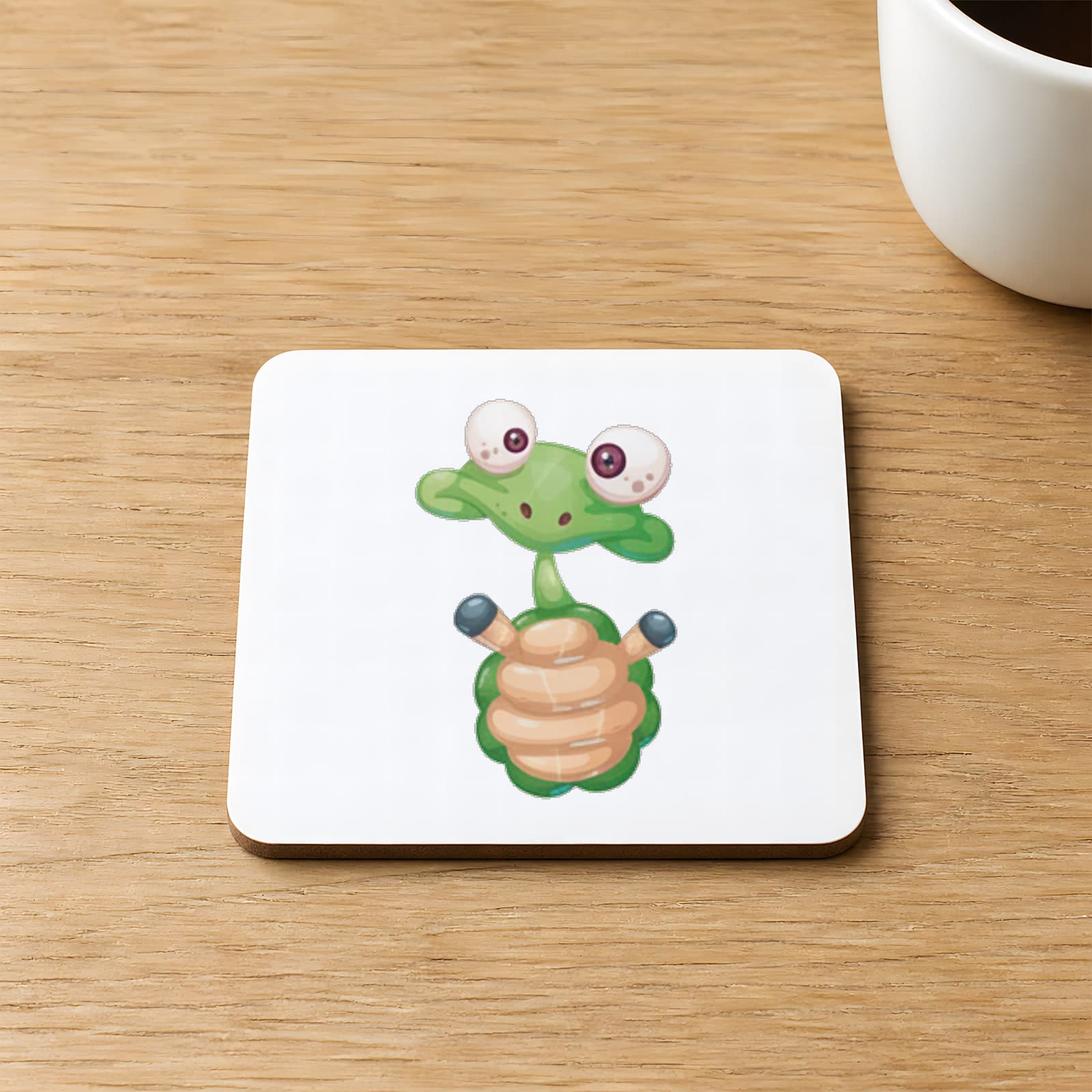 Kurbağa Baskılı 9x9 cm Kare MDF Bardak Altlığı Ahşap