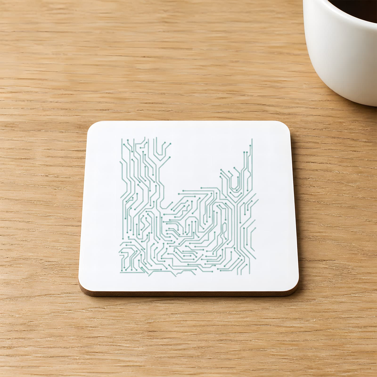 Codes Baskılı 9x9 cm Kare MDF Bardak Altlığı Ahşap