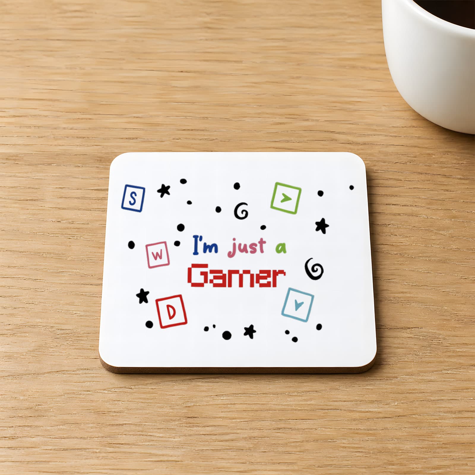 Sad Üzgün Hamster Meslek Gamer Oyuncu Baskılı 9x9 cm Kare MDF Bardak Altlığı - Gamer'a Hediye Ahşap