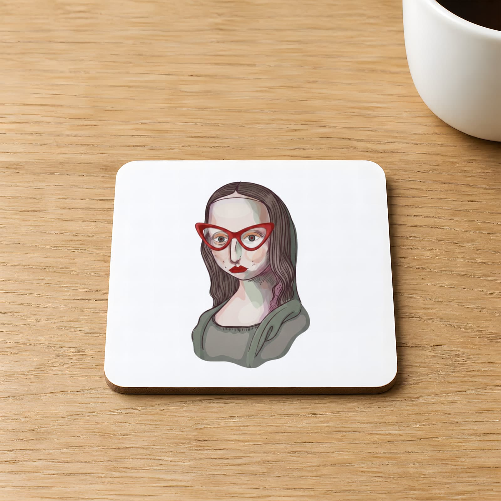 Monarıza Baskılı 9x9 cm Kare MDF Bardak Altlığı Ahşap