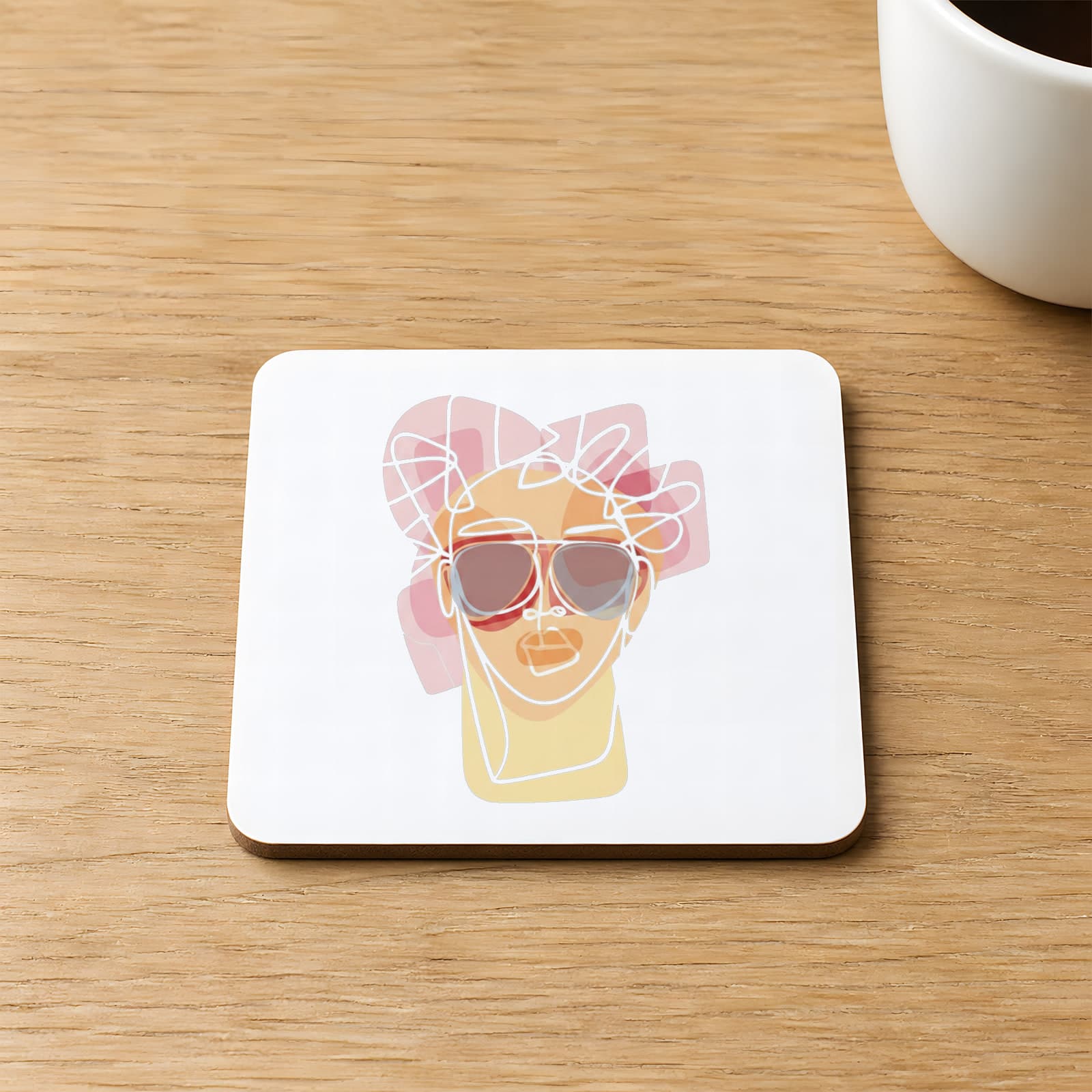 Kafası Karışık Baskılı 9x9 cm Kare MDF Bardak Altlığı Ahşap
