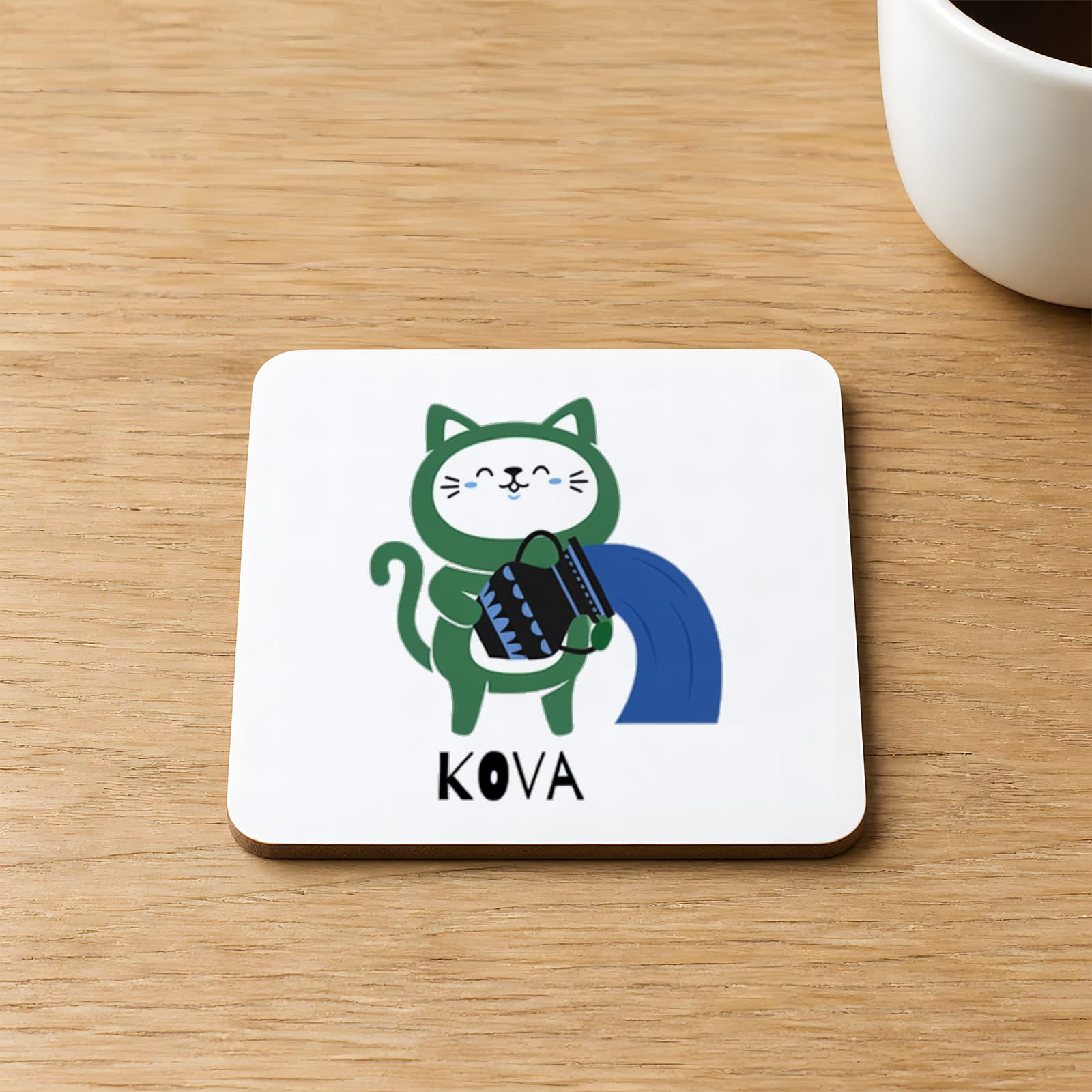 Kova Burcu ve Onla Alakalı Komik Açıklama Baskılı 9x9 cm Kare MDF Bardak Altlığı Ahşap