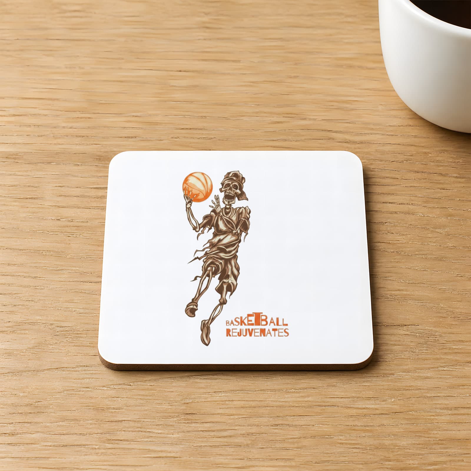 İskelet Basketi Baskılı 9x9 cm Kare MDF Bardak Altlığı Ahşap