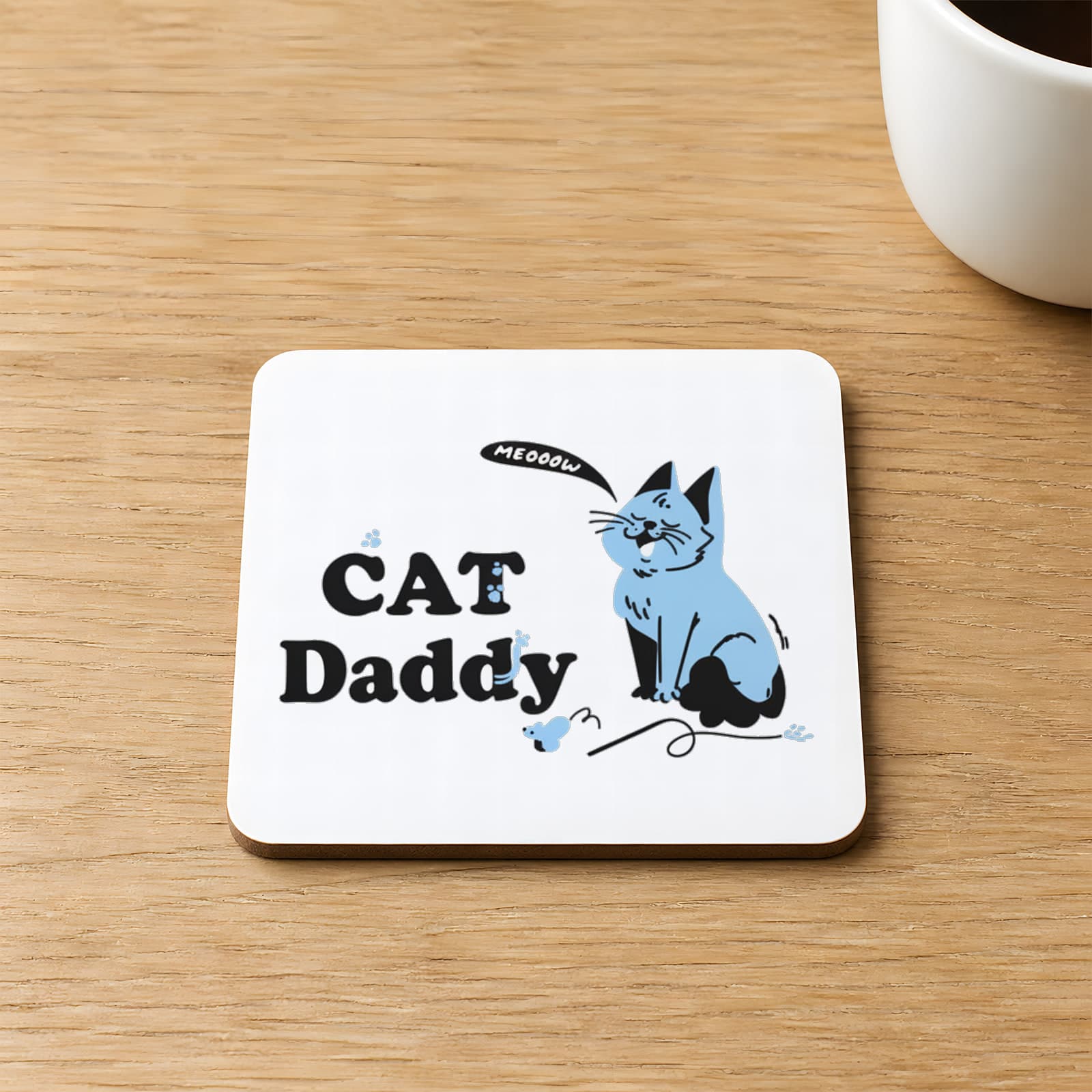 Cad Daddy Baskılı 9x9 cm Kare MDF Bardak Altlığı Ahşap