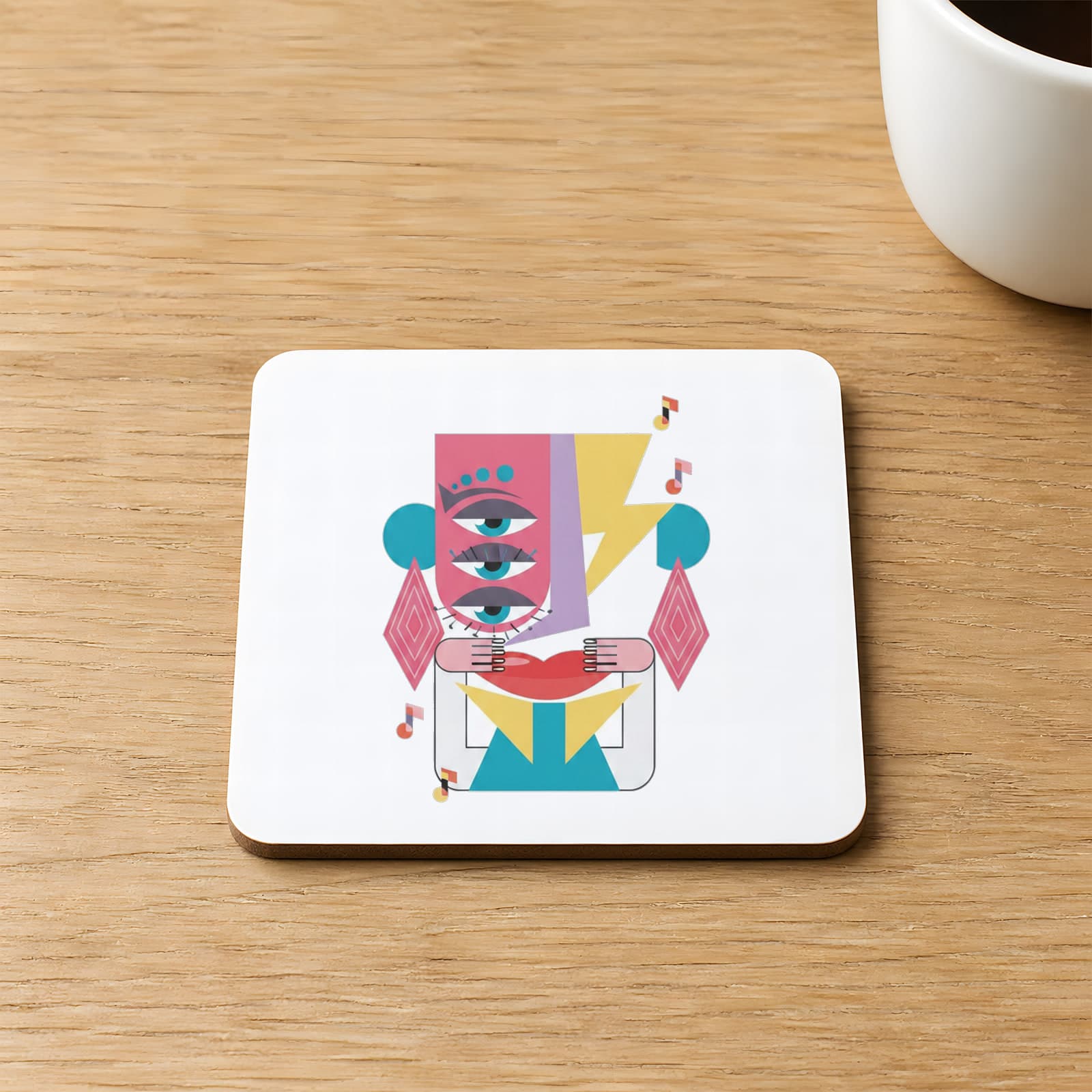 Gözler Baskılı 9x9 cm Kare MDF Bardak Altlığı Ahşap