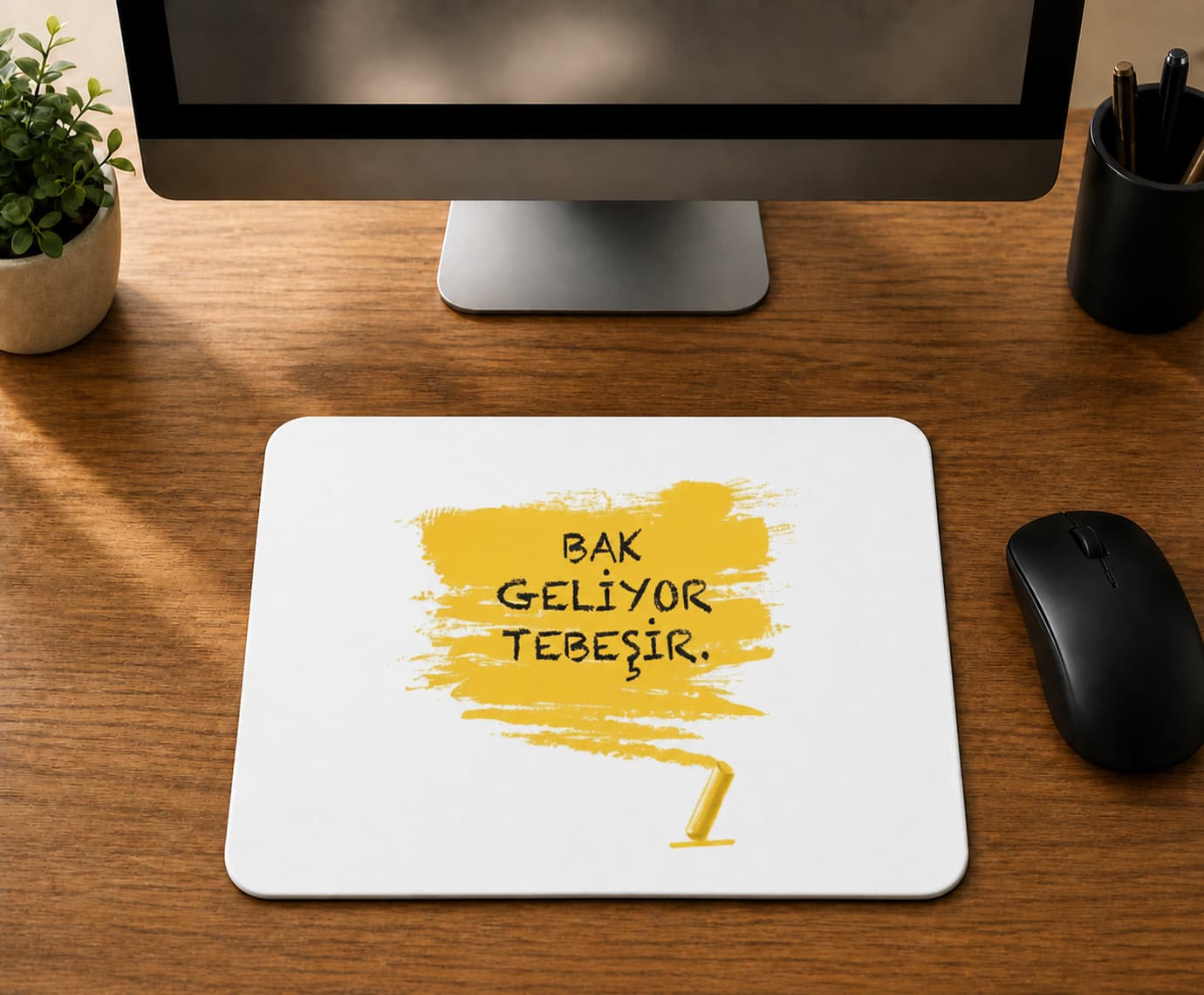 Bak Geliyor Tebeşir Baskılı Mousepad Bilgisayar Altlığı