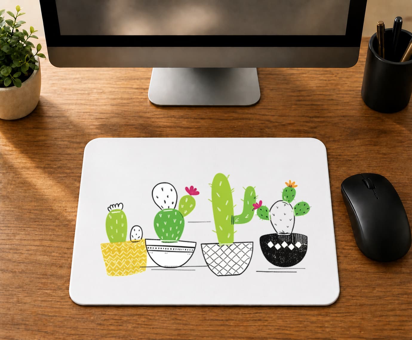 4lü Kaktüs Baskılı Mousepad Bilgisayar Altlığı