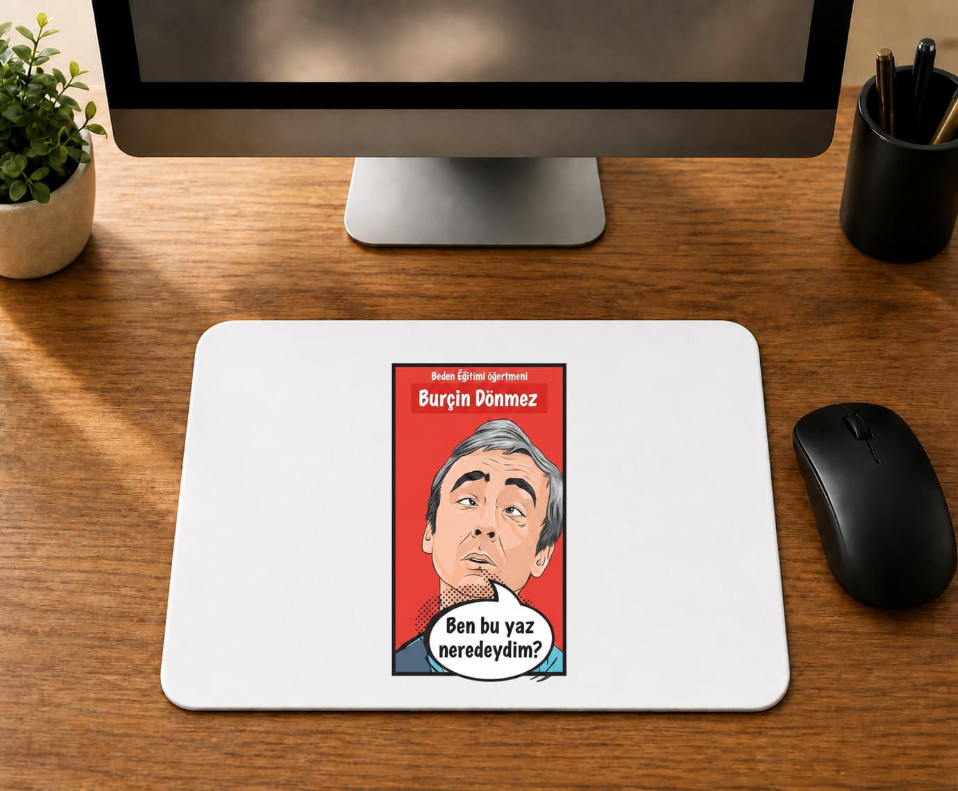 Kişiye Özel Beden Eğitimi Öğretmeni Çerçeveli Ben Bu Yaz Baskılı Mousepad - Öğretmene Hediye