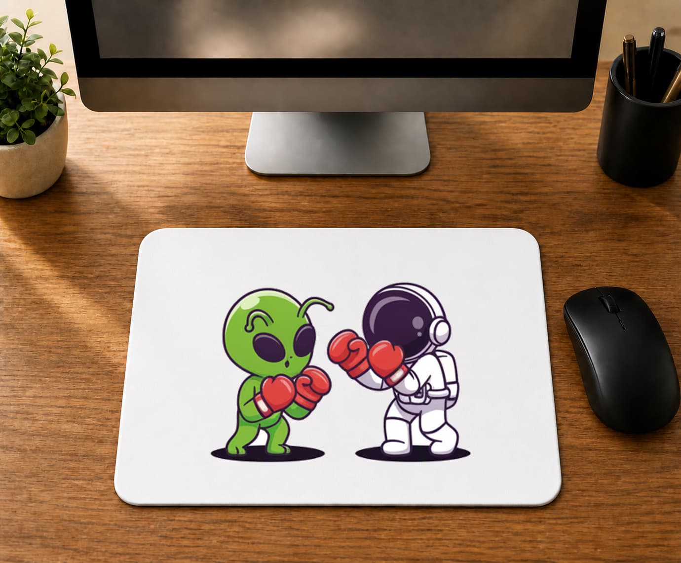 Astronot Uzaylı Boks Baskılı Mousepad Bilgisayar Altlığı