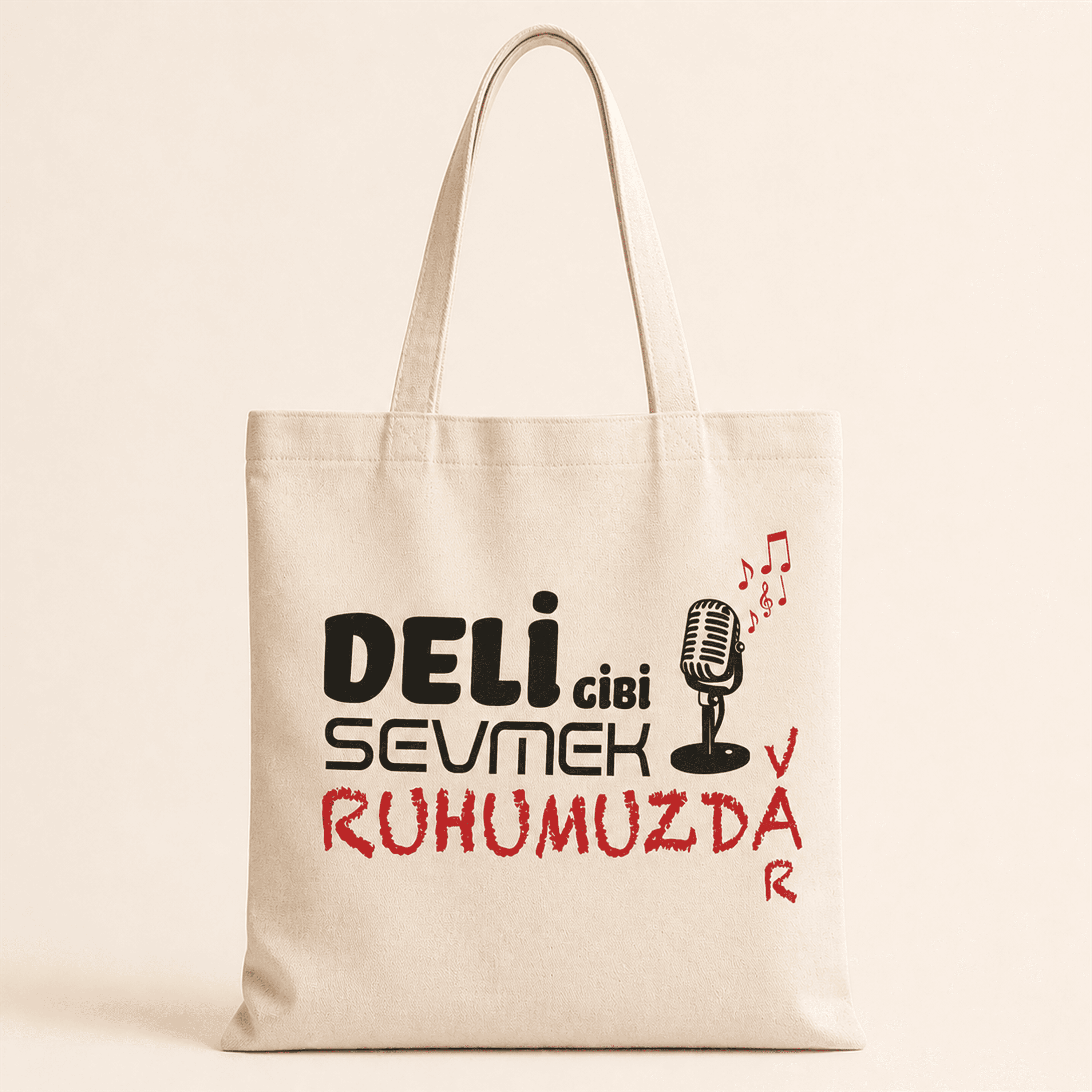Deli Gibi Sevmek Ruhumuzda Var Baskılı Bez Çanta Omuz Çantası